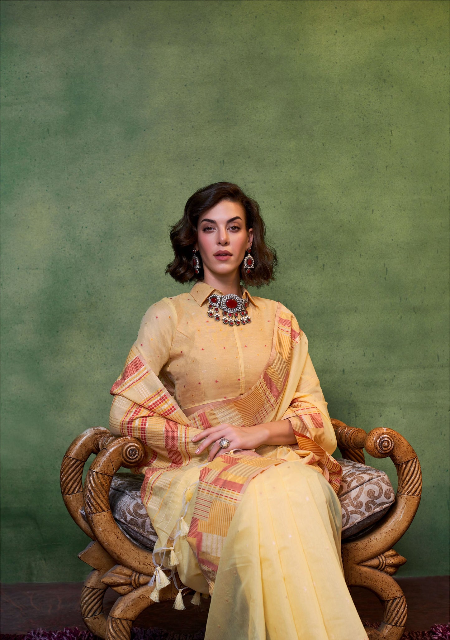 Pale Yellow Khwaaish Spun Handloom Silk Saree
