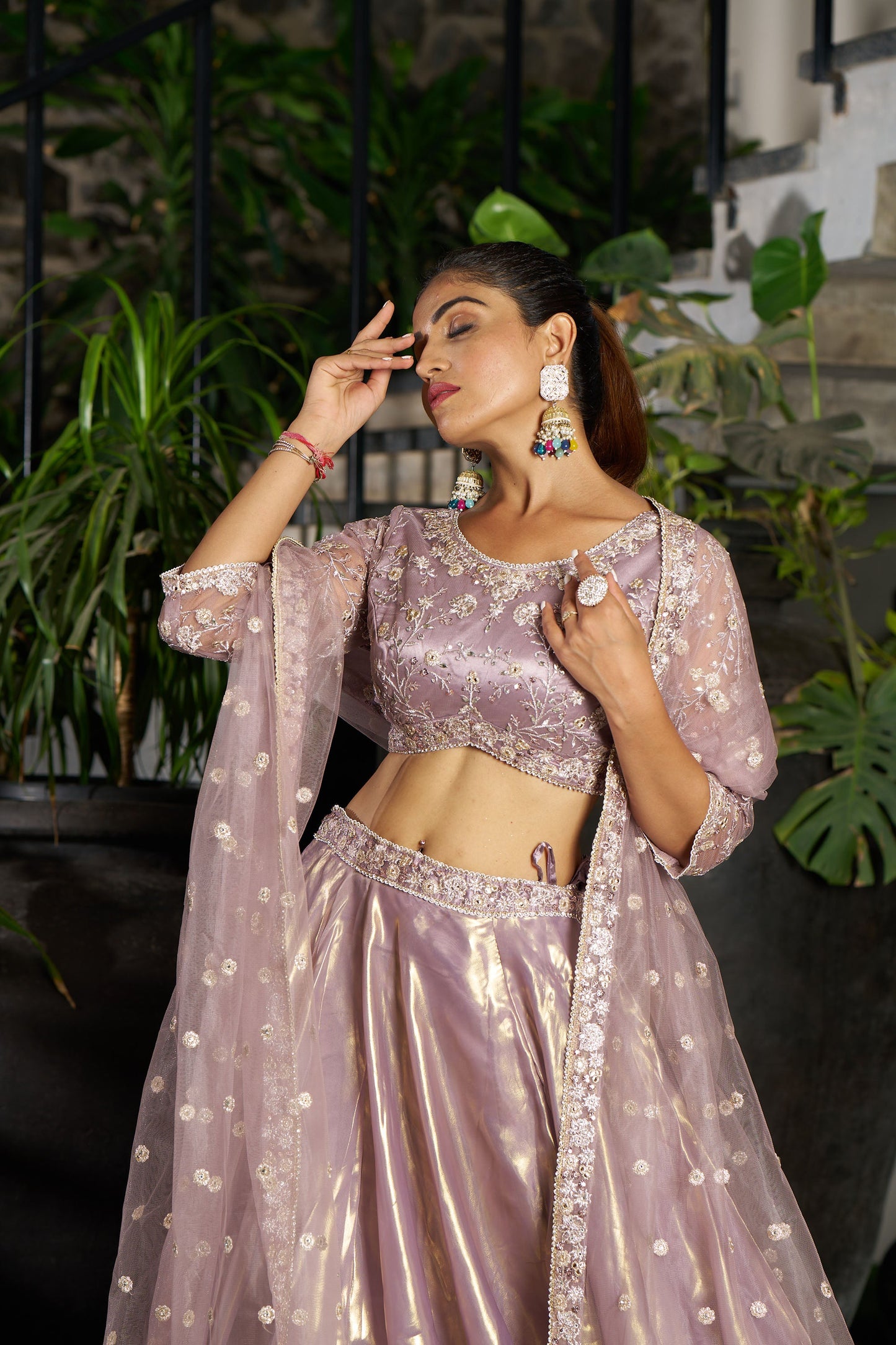 Purple Gold Eid Lehenga