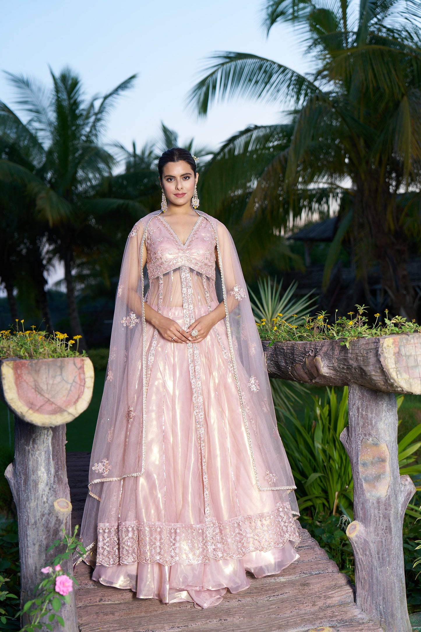 Peach Anarkali With Lehenga