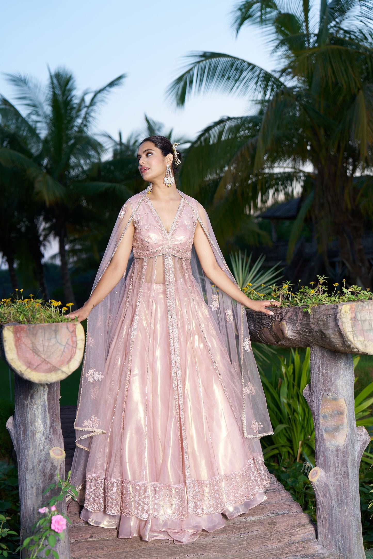 Peach Anarkali With Lehenga
