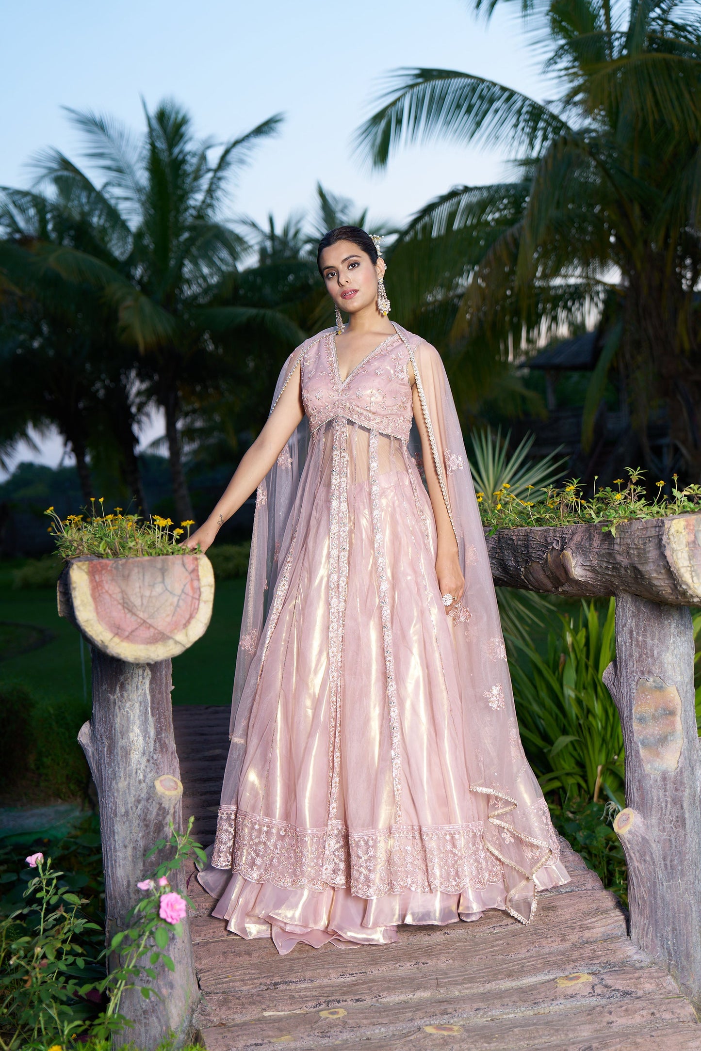 Peach Anarkali With Lehenga