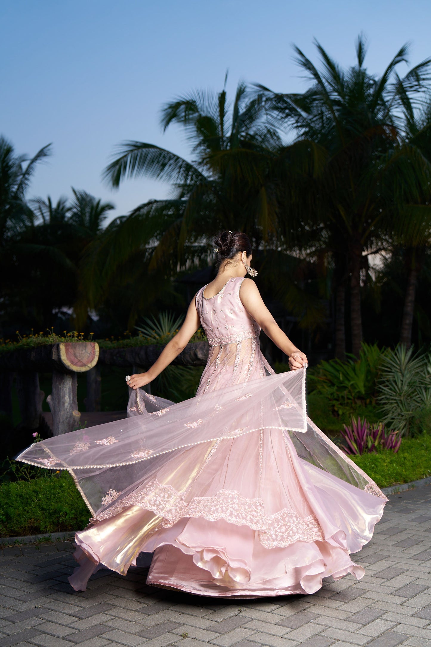 Peach Anarkali With Lehenga
