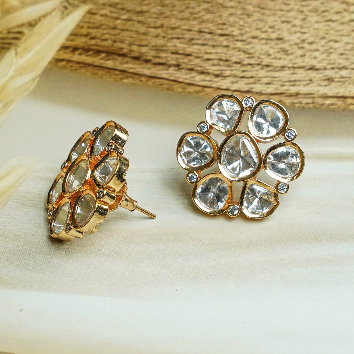 Zevar Club 12K Gold-Plated Statement Flower Shaped Studs
