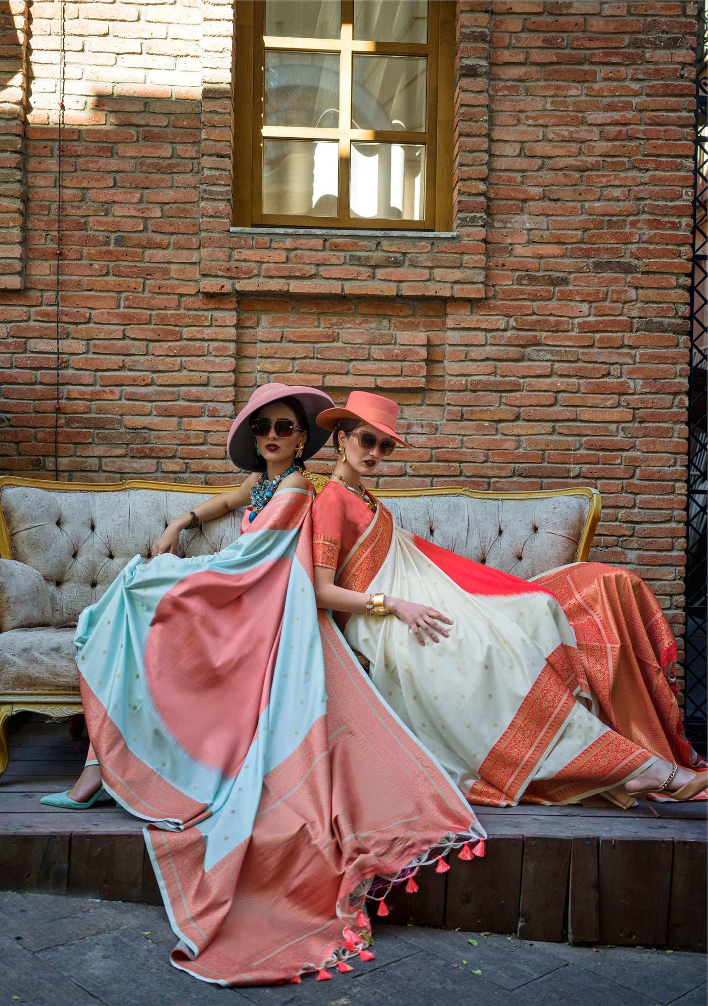 Light Blue Peach Koche Soft Silk Handloom Saree