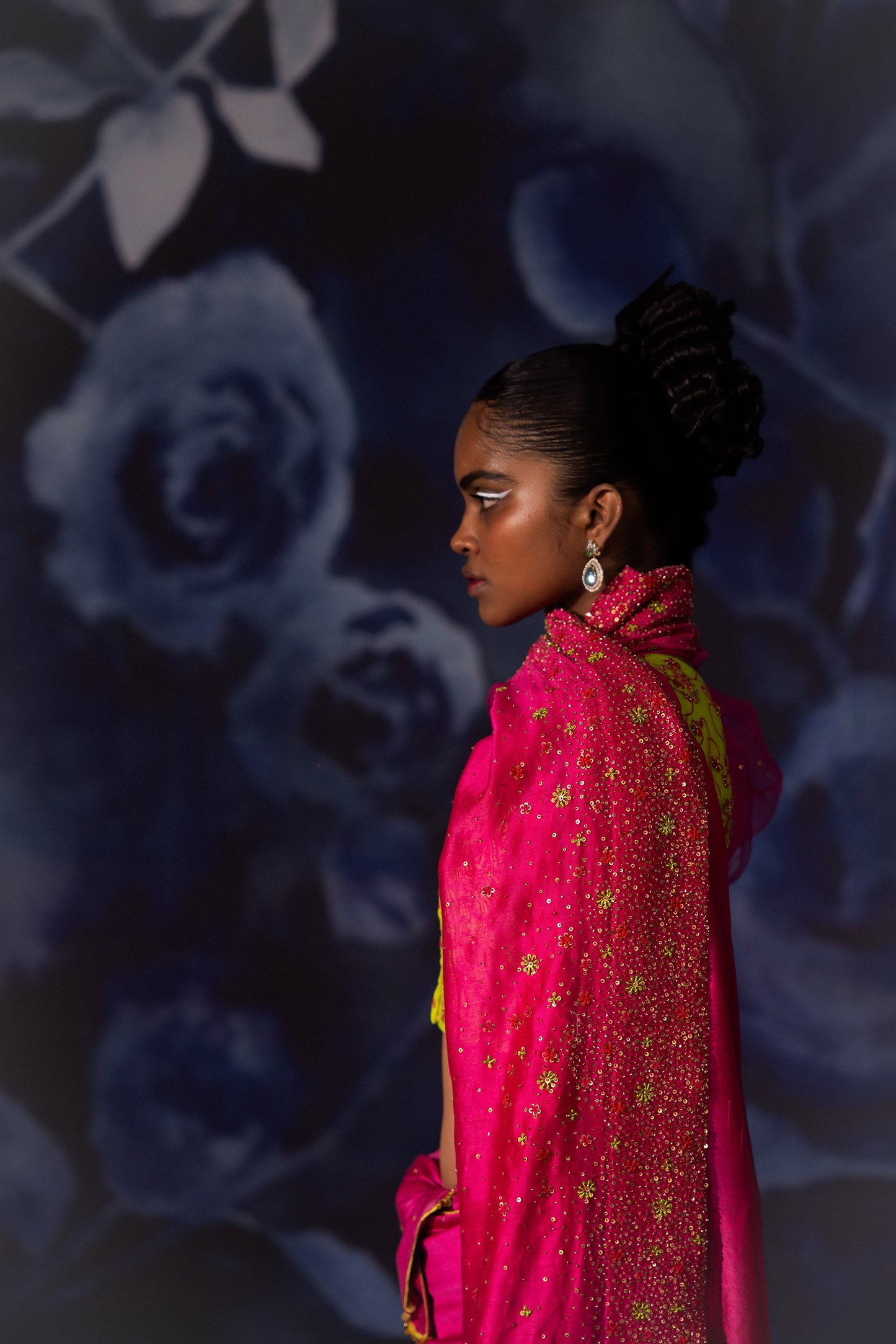 Pink and Green Chanderi Vastralekha Saree