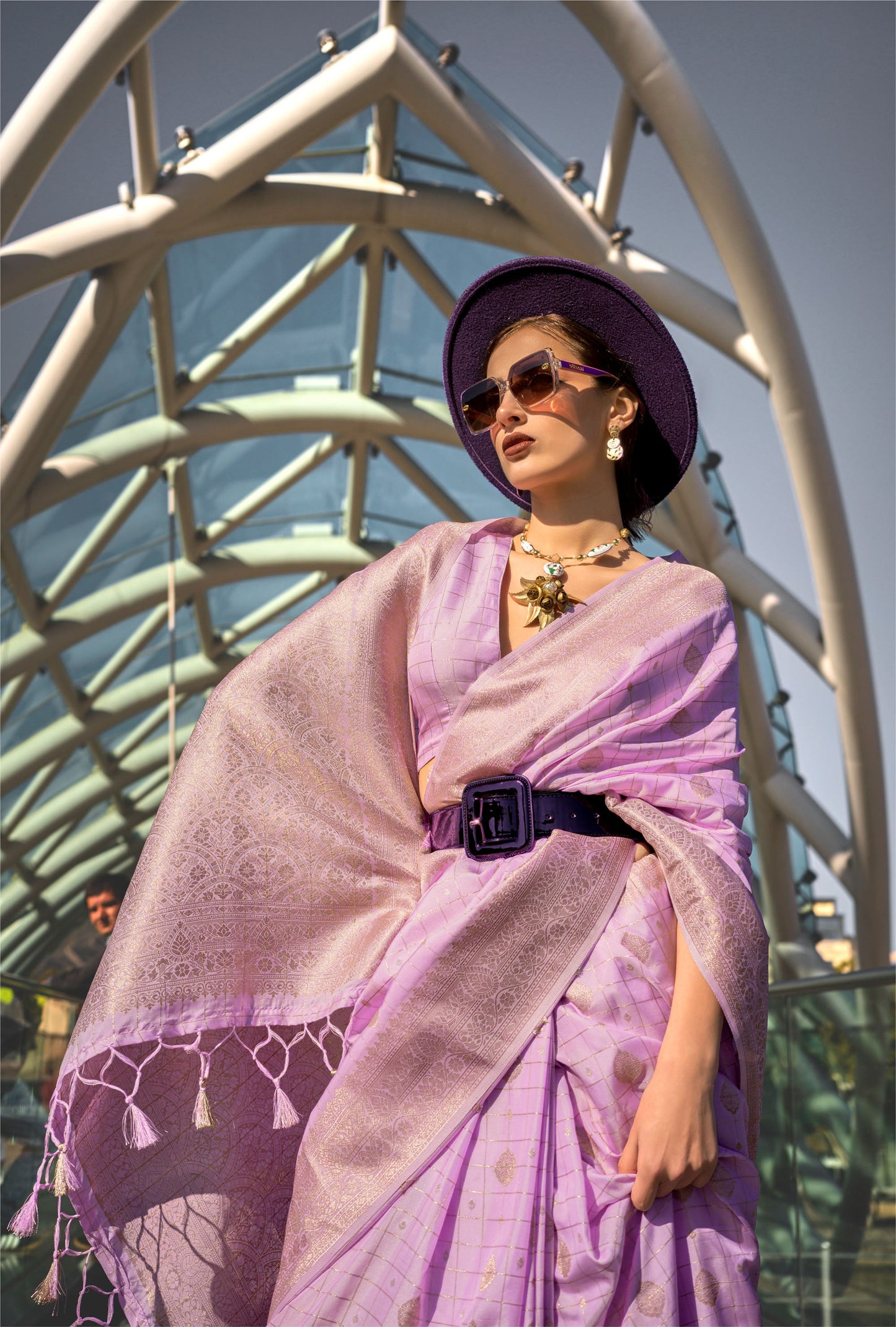 Lavender Kakuna Katan Silk Handloom Saree
