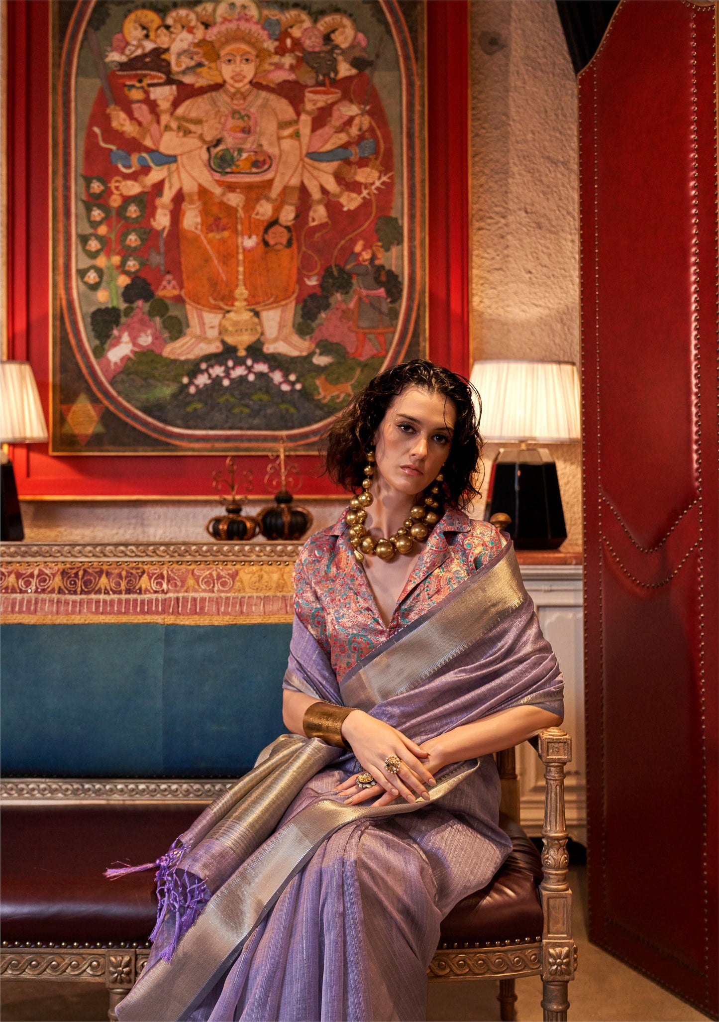 Lavender Knoorie Moss chiffon Seasons saree
