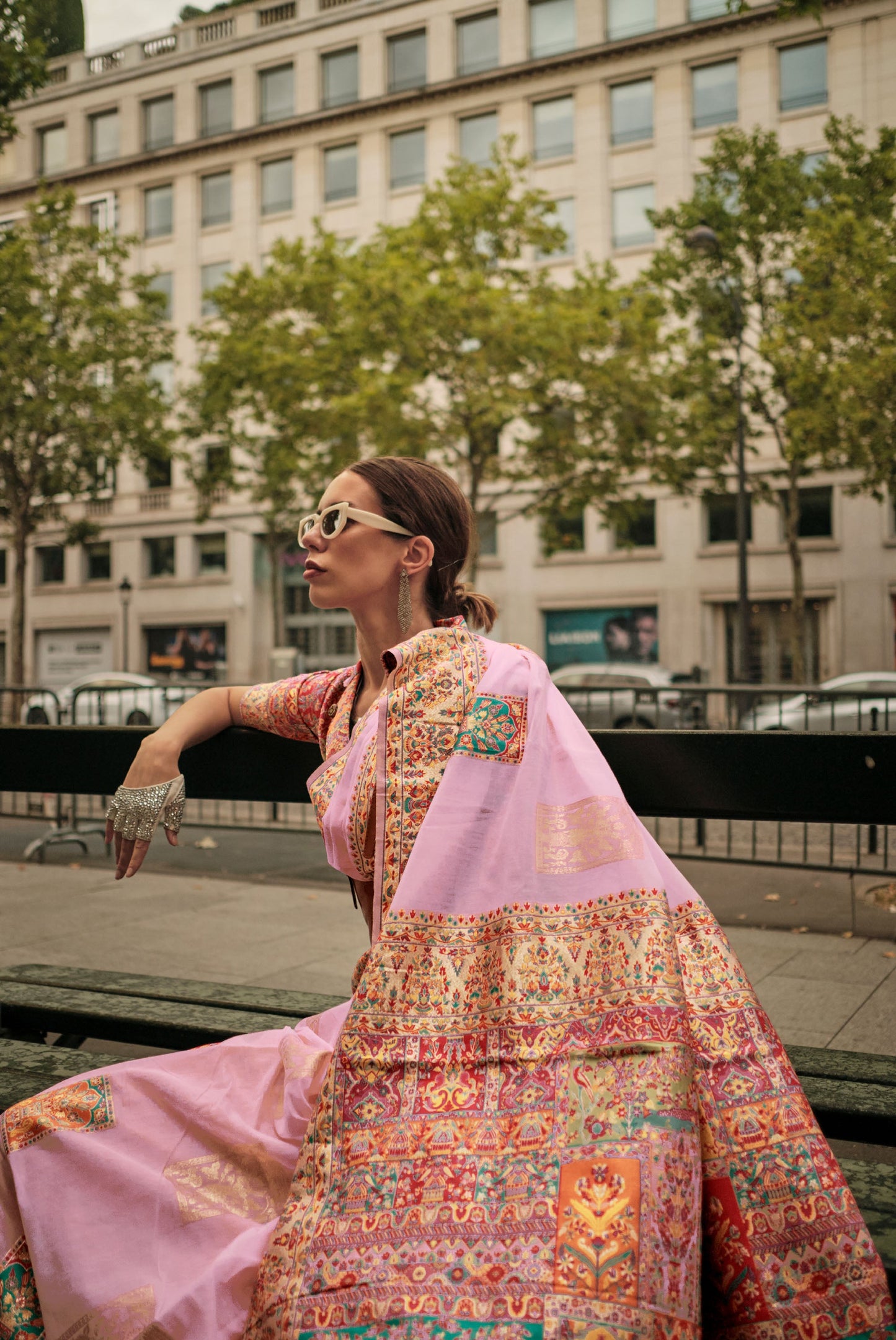 Pink Khadija Kashmiri Handoom Silk Saree