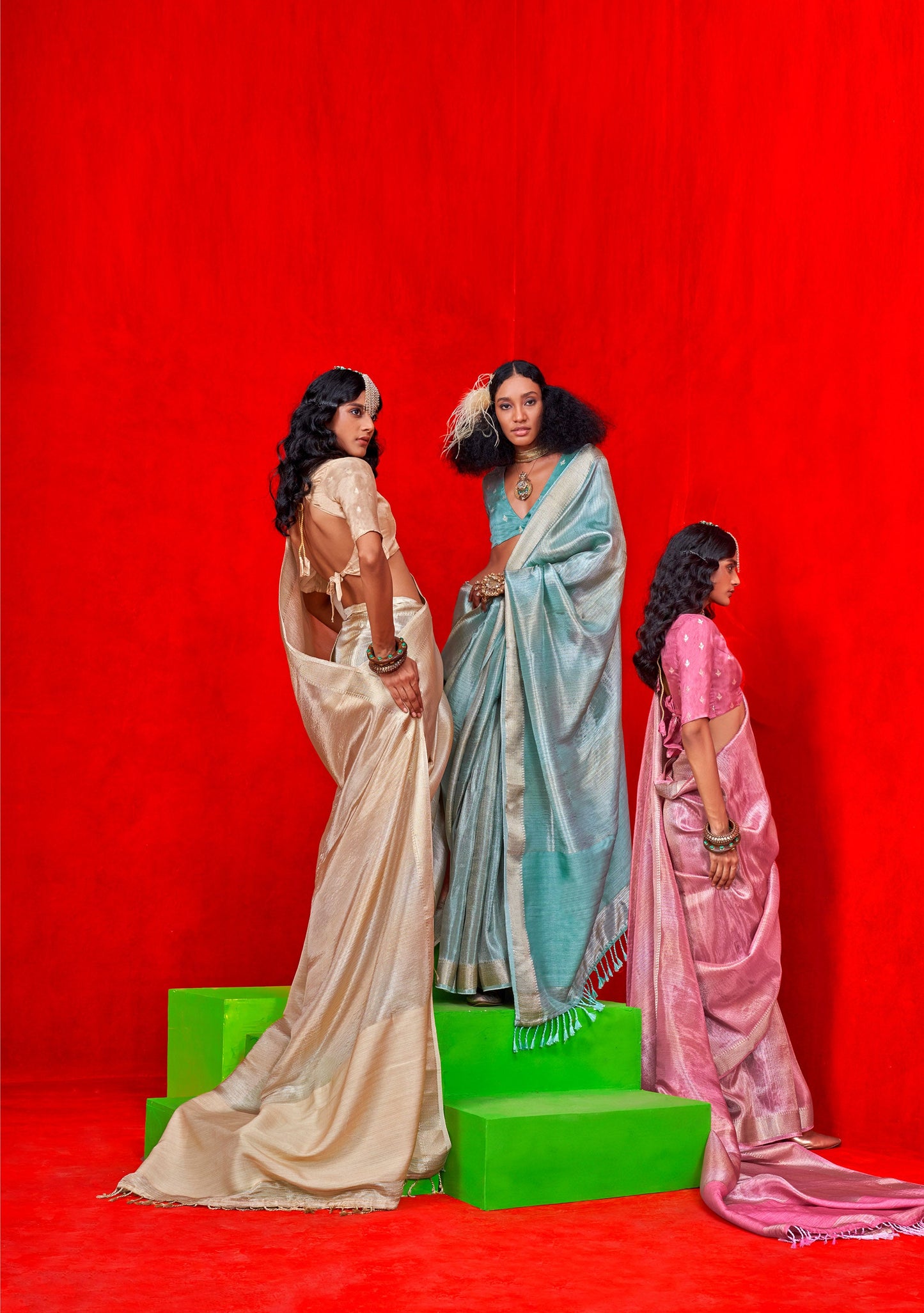 Pink Kontigo Pure Viscose Zari Tissue Saree