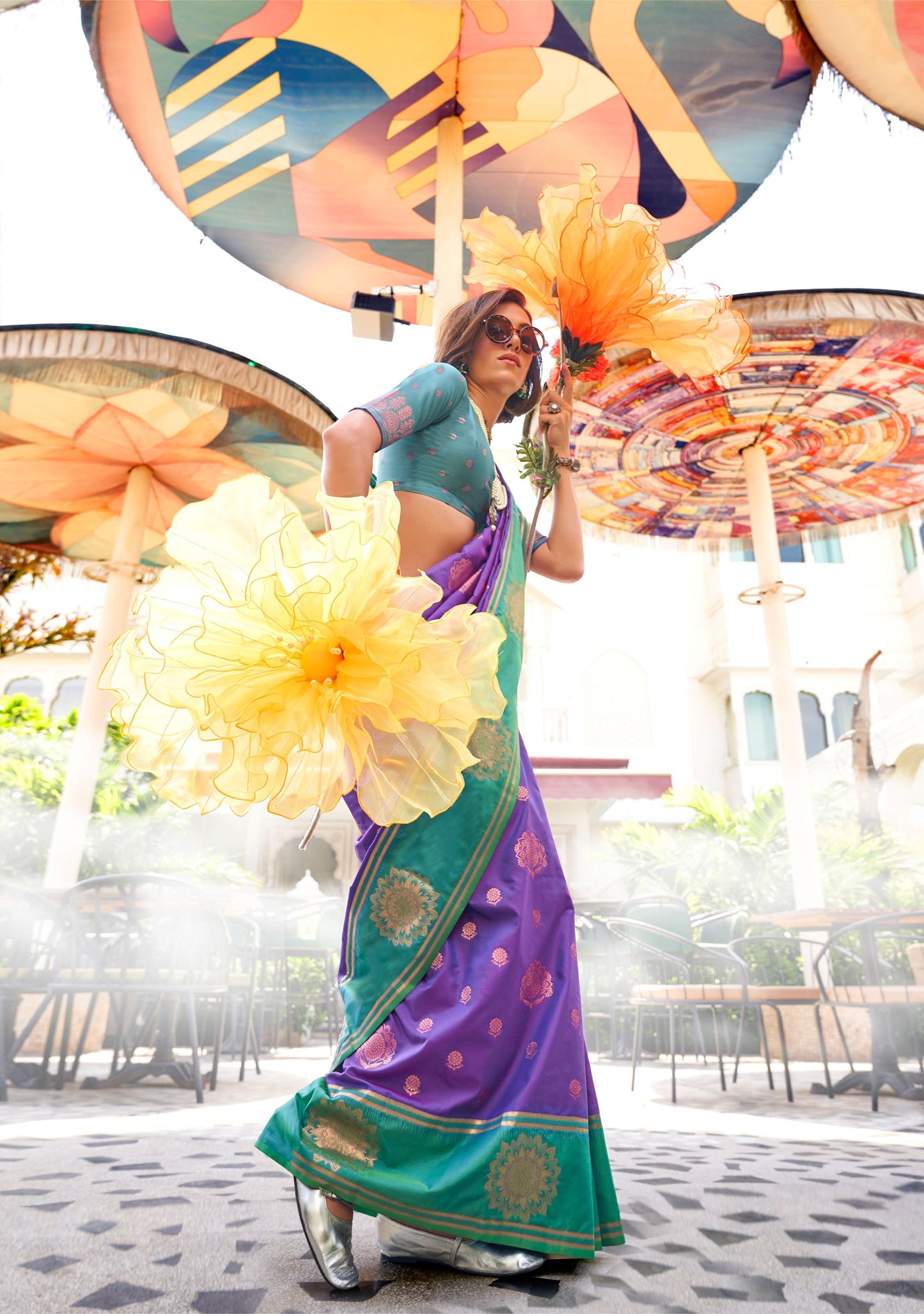 Violet Kshasha Two tone handloom saree