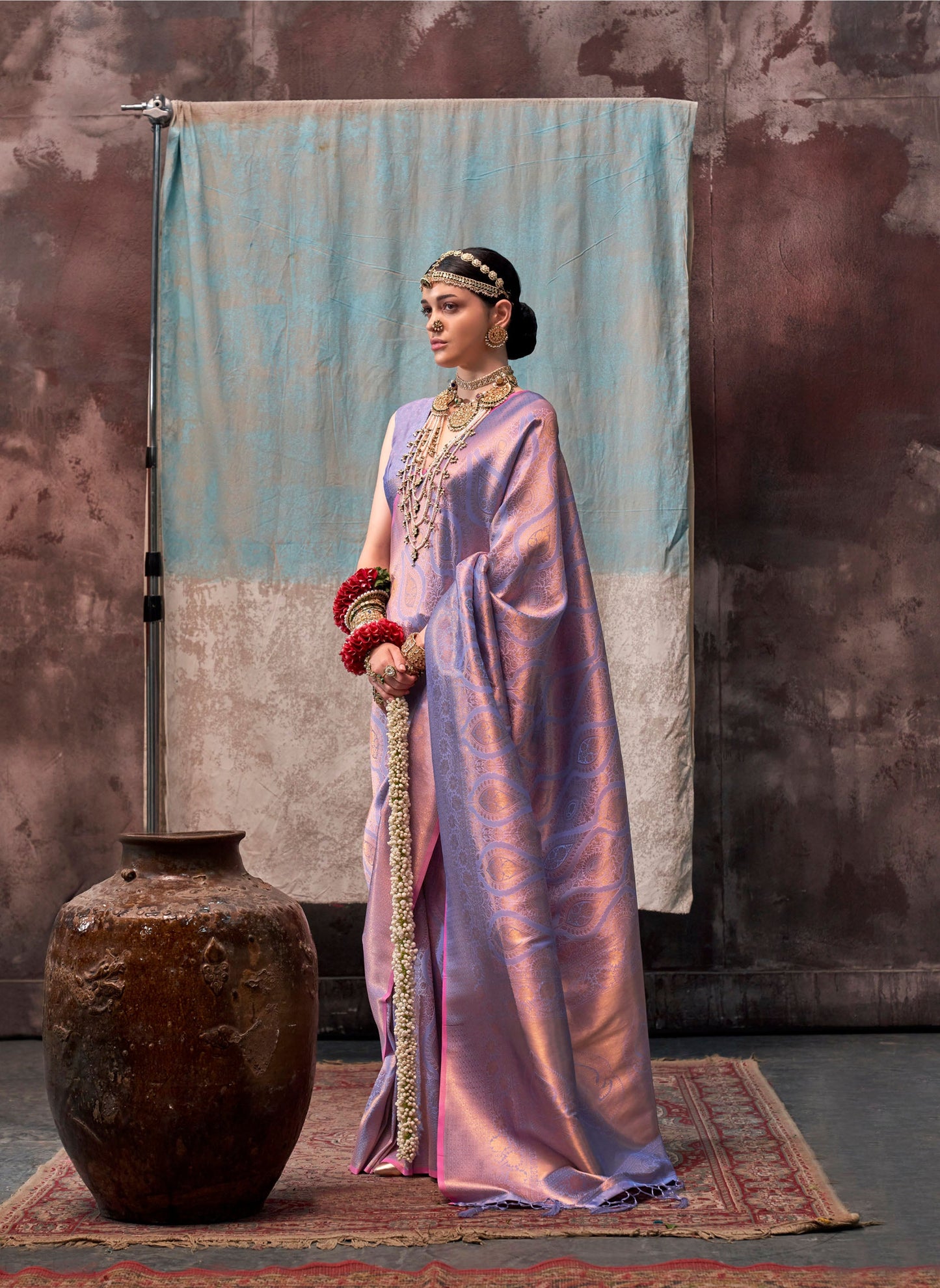 Mauve Kaala Savoy Handloom Silk Saree