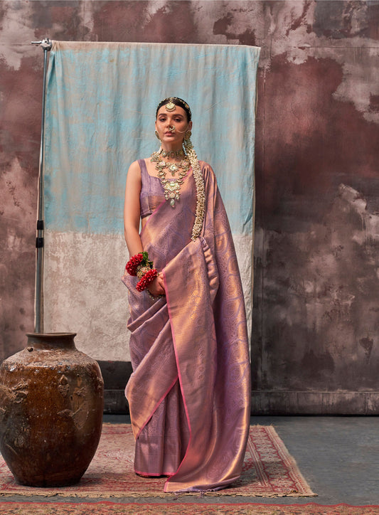 Lavender Kaala Savoy Handloom Silk Saree