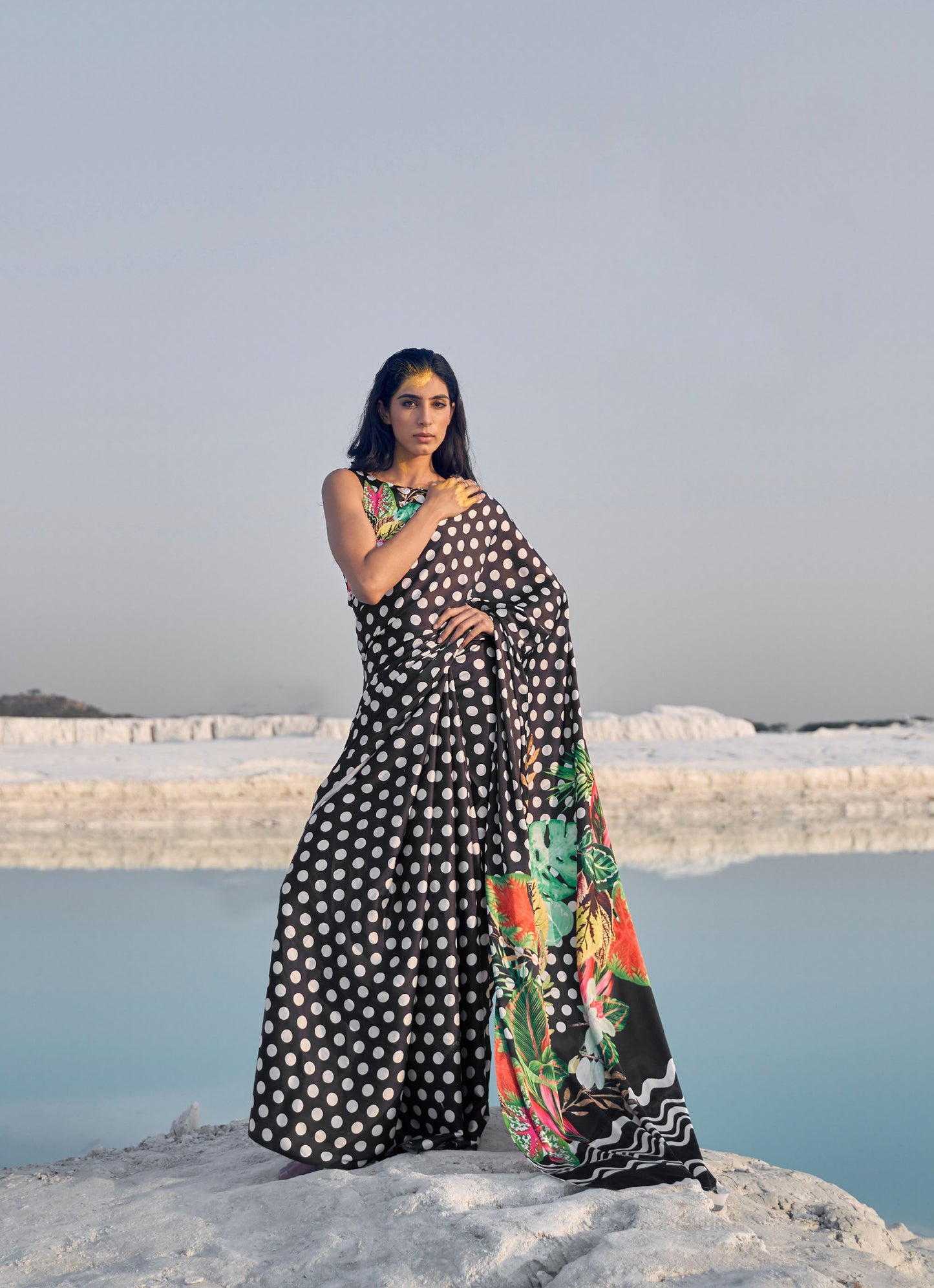 Black Kasa Digital Print Saree
