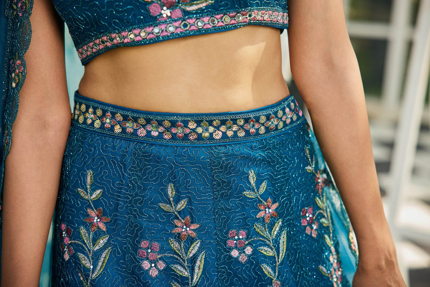 Navy Blue net with Coding & Zarkan embroidery Lehenga choli & Dupatta