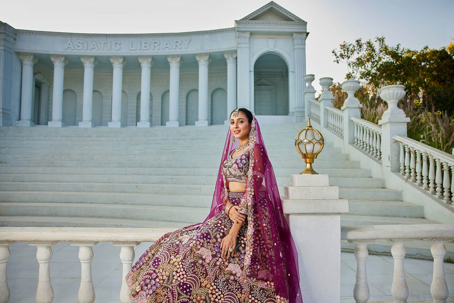 Burgundy net with Coding & Zarkan embroidery Lehenga choli & Dupatta