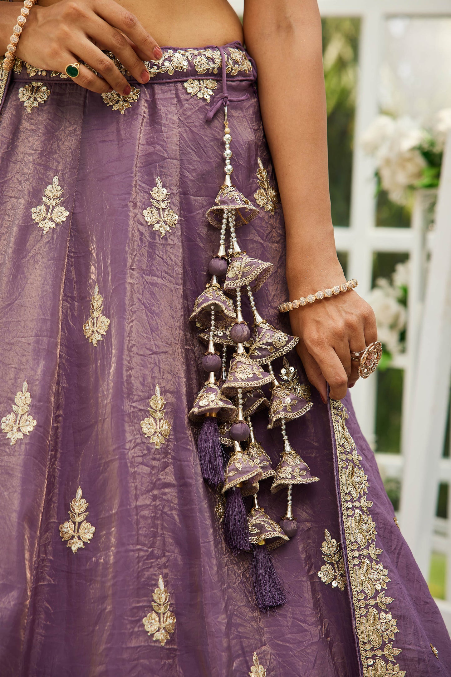 Purple colour Orange with Sequinse & Moti embroidery Lehenga choli & Dupatta