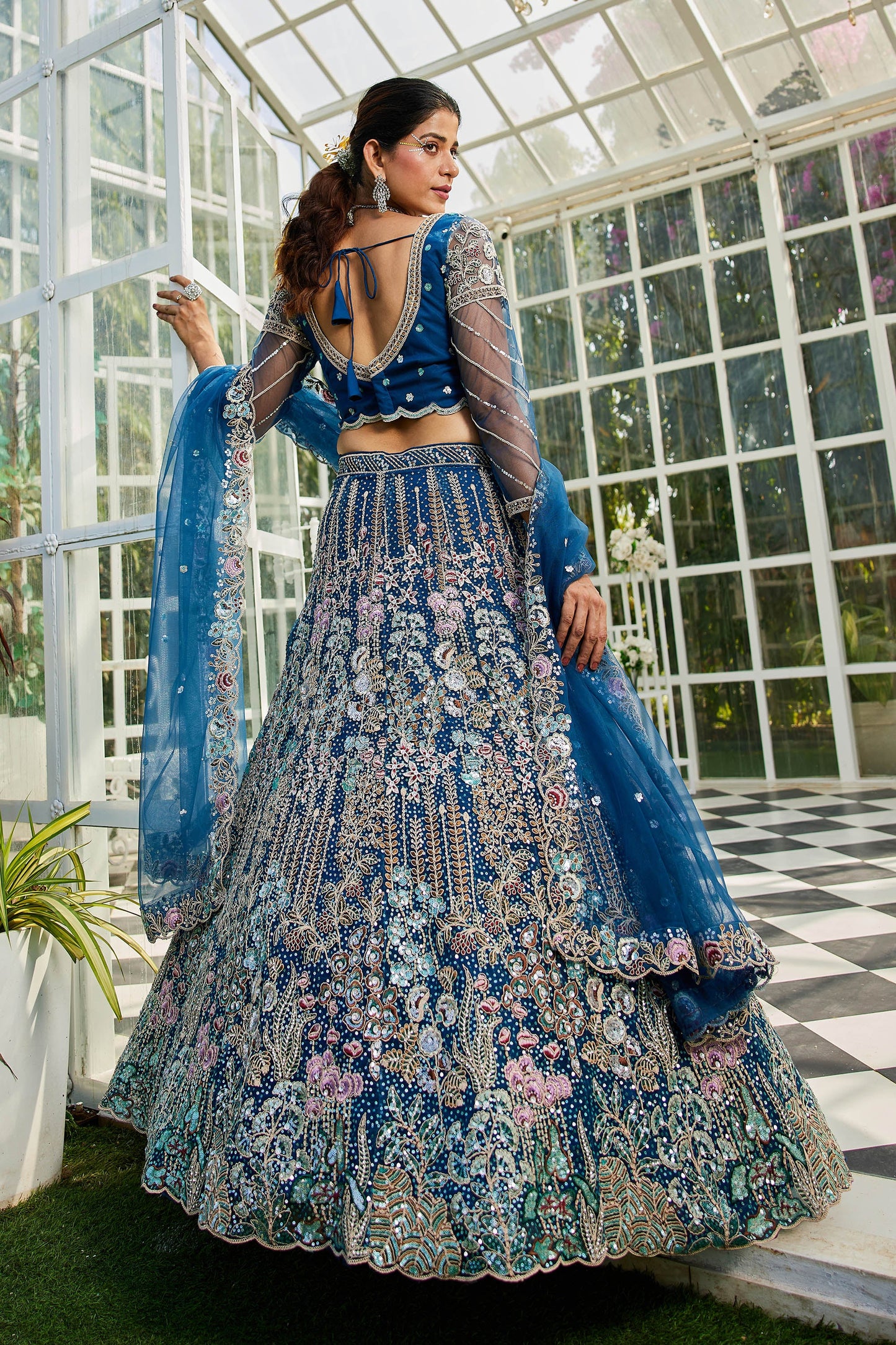 NavyBlue net and Coding & Zarkan embroidery Lehenga choli & Dupatta