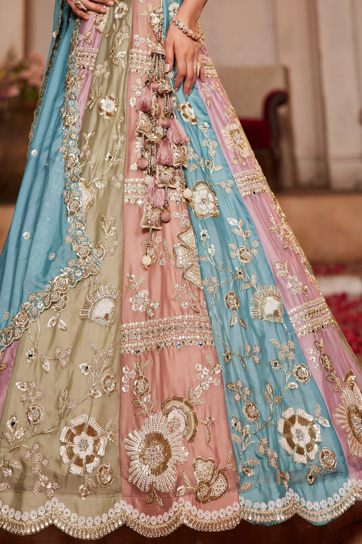 Multi colour Georgette Fabric Sequins embroidery Lehenga choli & Dupatta