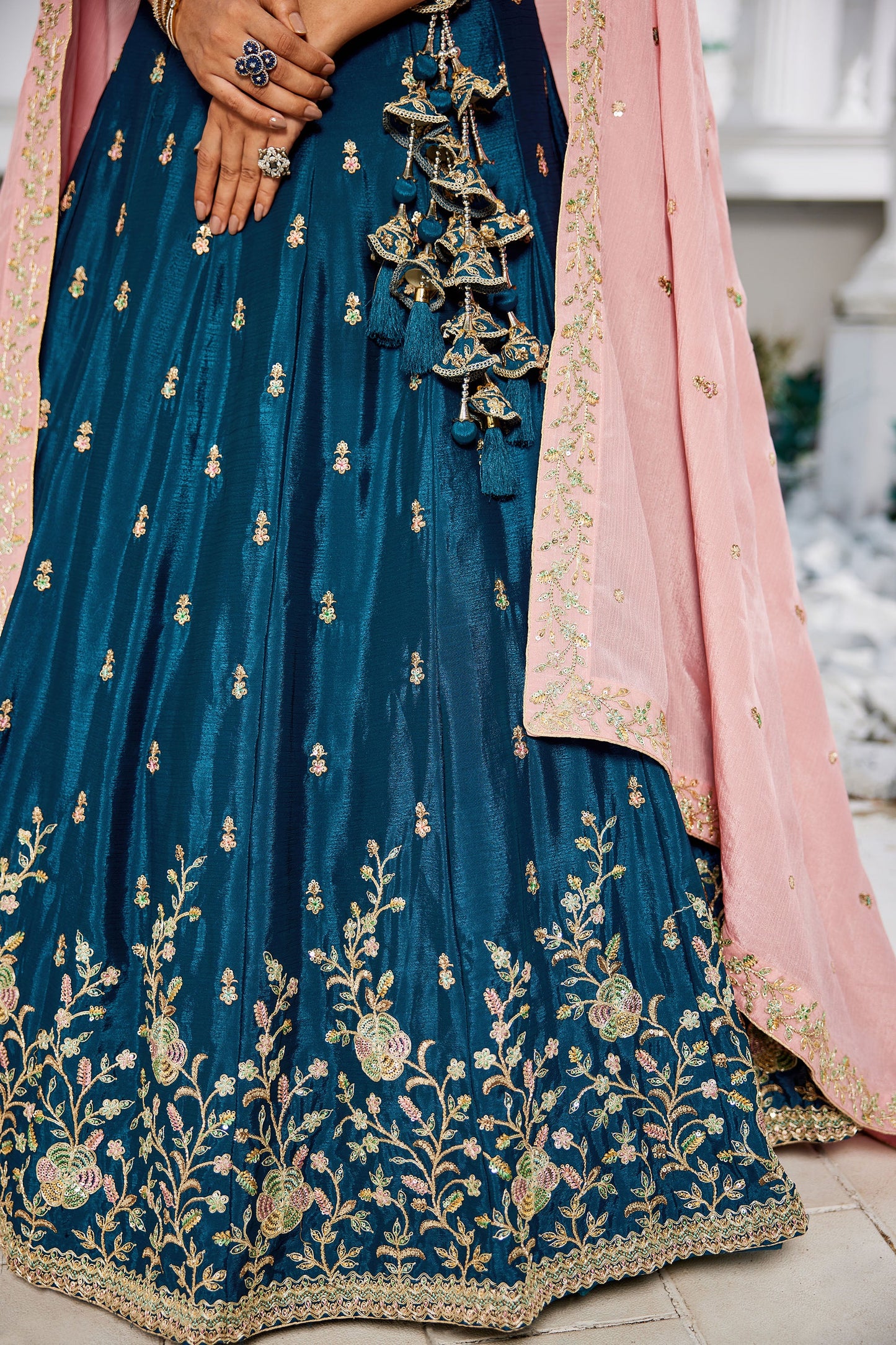 Navy blue colour Chiffon Sequins embroidery Lehenga choli & Dupatta