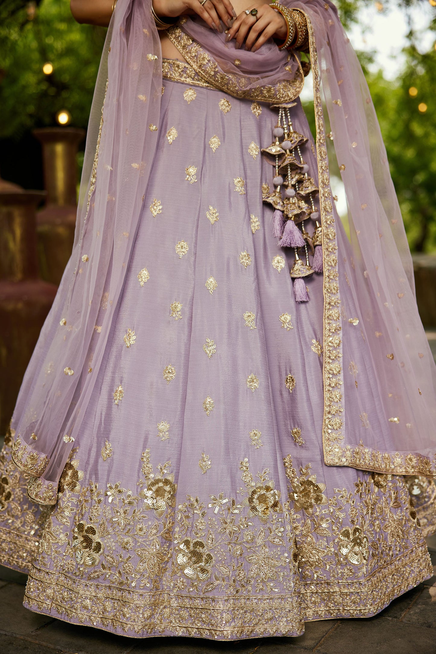 Mauve colour Chinnon Sequins embroidery Lehenga choli & Dupatta
