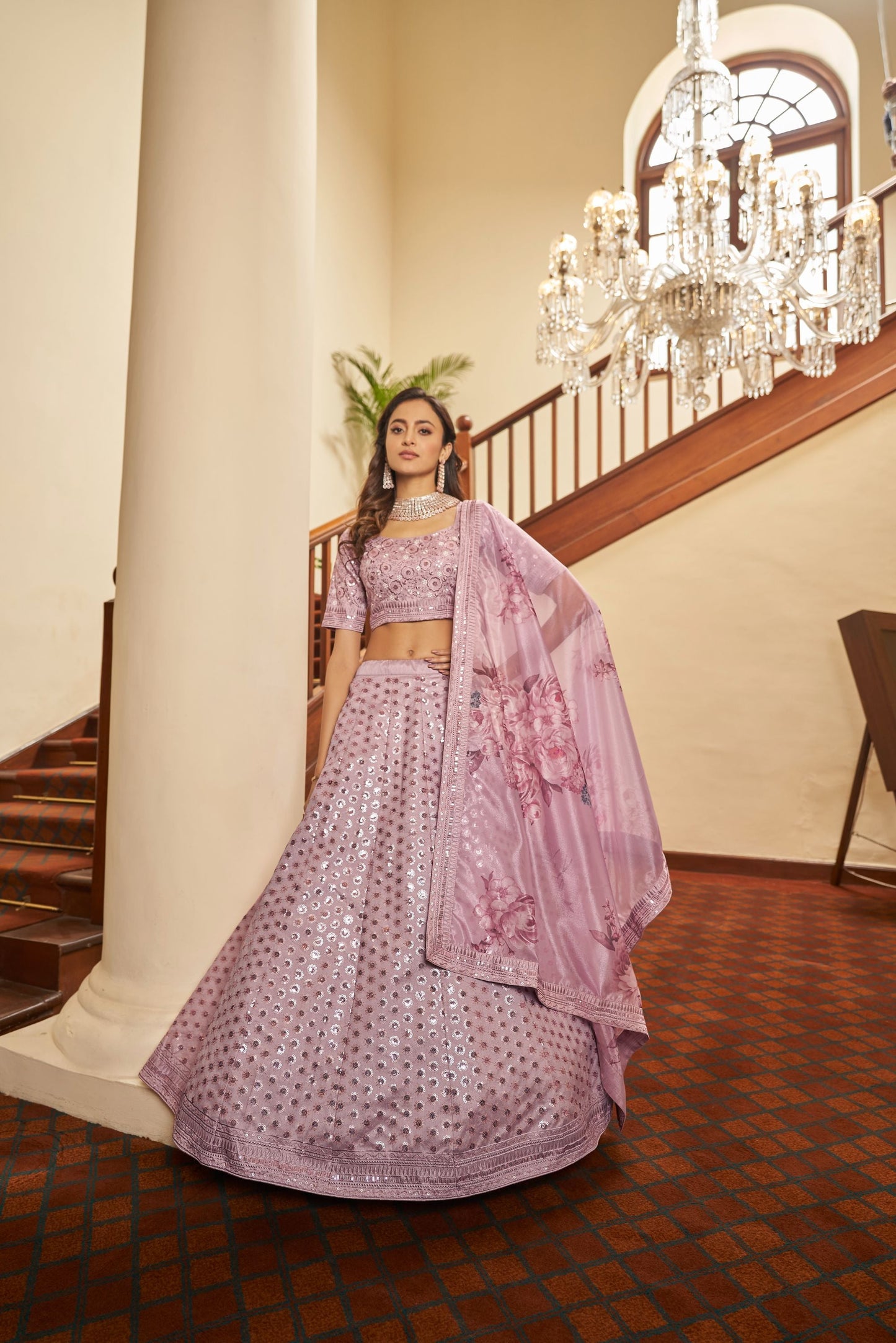 Dusty Pink Art Silk Lehenga