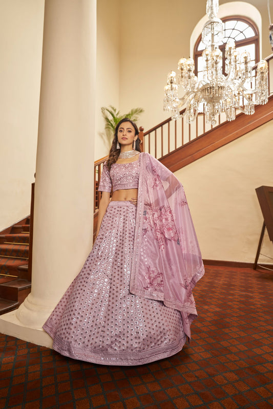 Dusty Pink Art Silk Lehenga