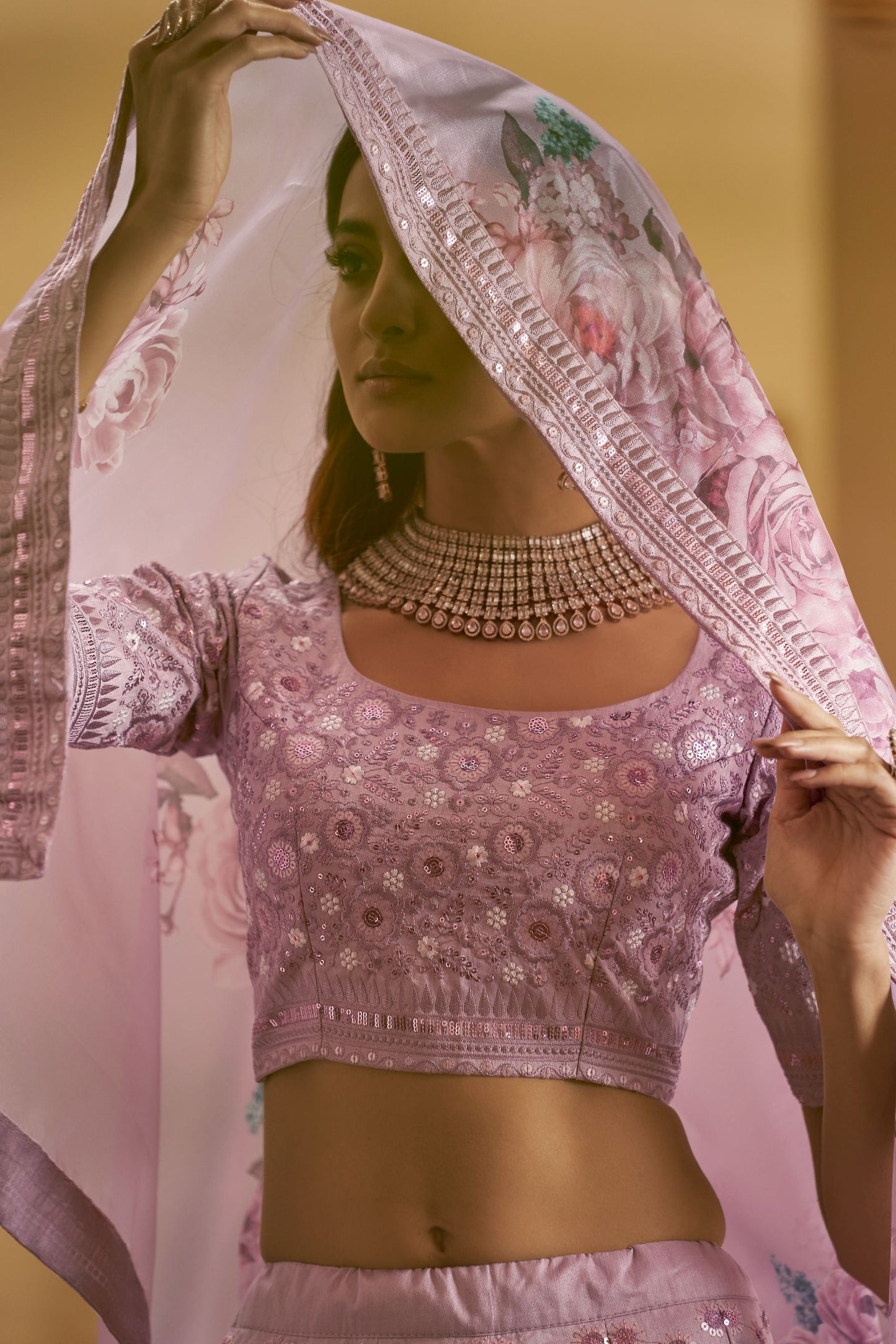 Dusty Pink Art Silk Lehenga