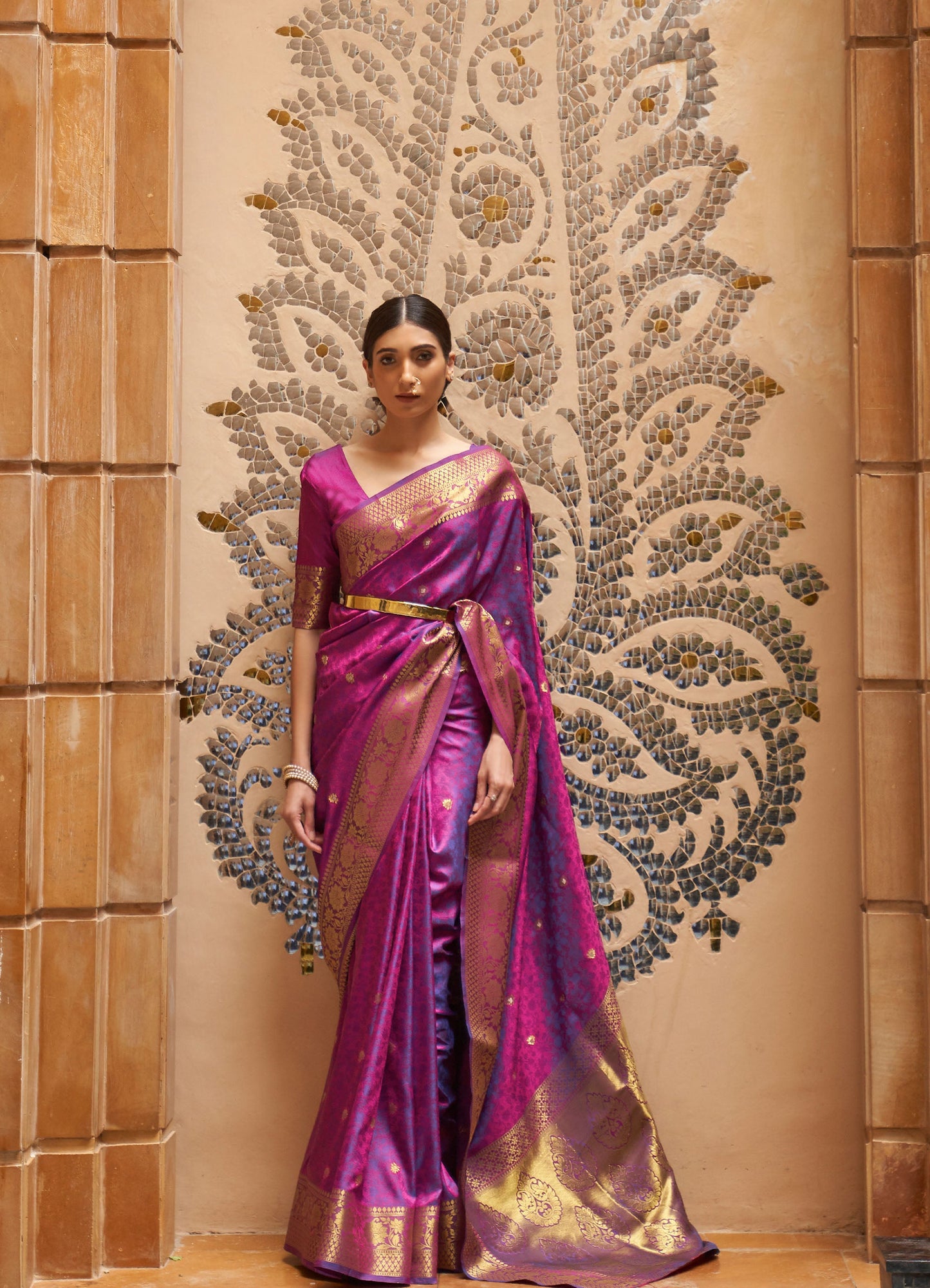Purple Kalandi Kanjivaram Silk Saree