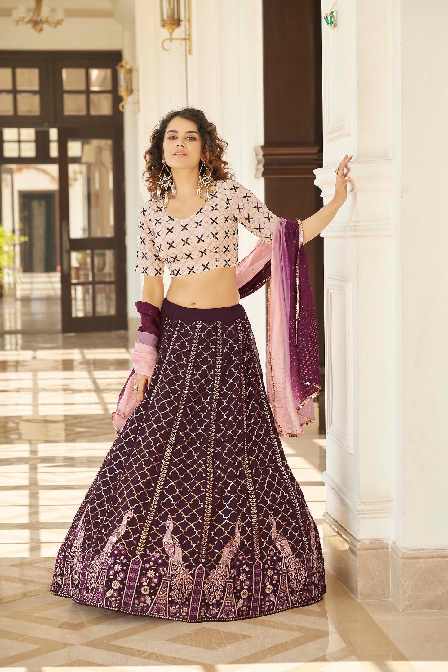 Purple Gota Embroidered Lehenga with Choli