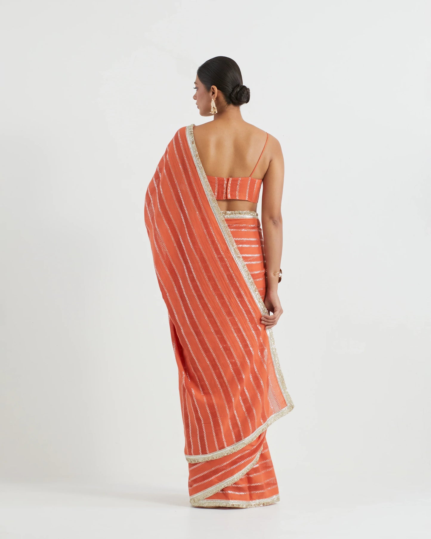 Inaya Orange Jhilmil Saree