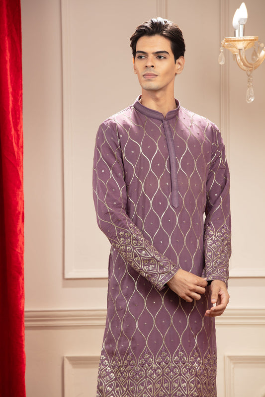 Light Purple kurta pajama set with sequin work