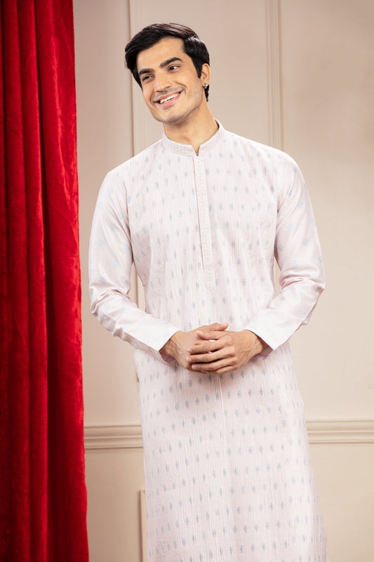 Rose White Pleating kurta with mirror work