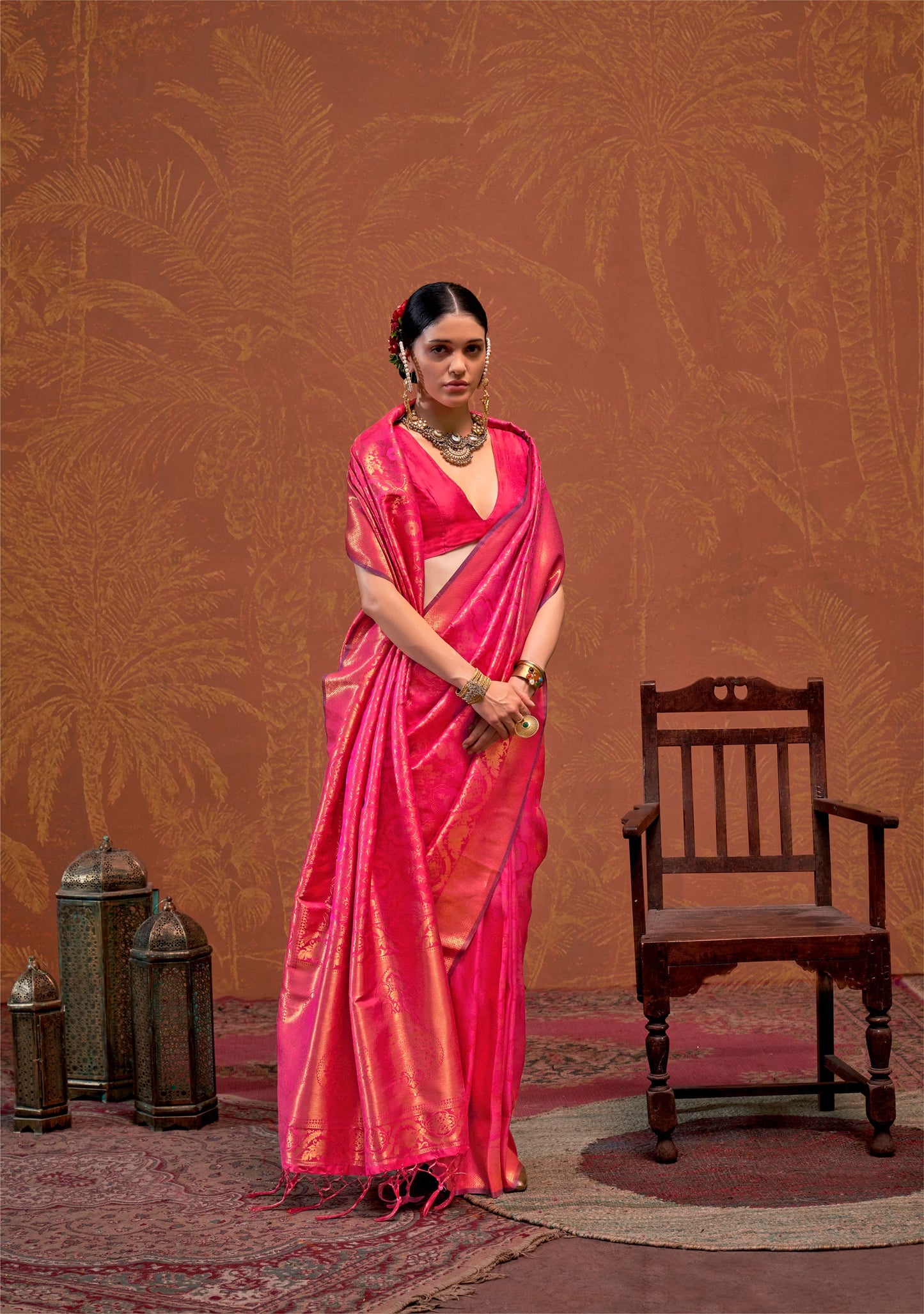 Pink Kaala Ruby Handloom Silk Saree