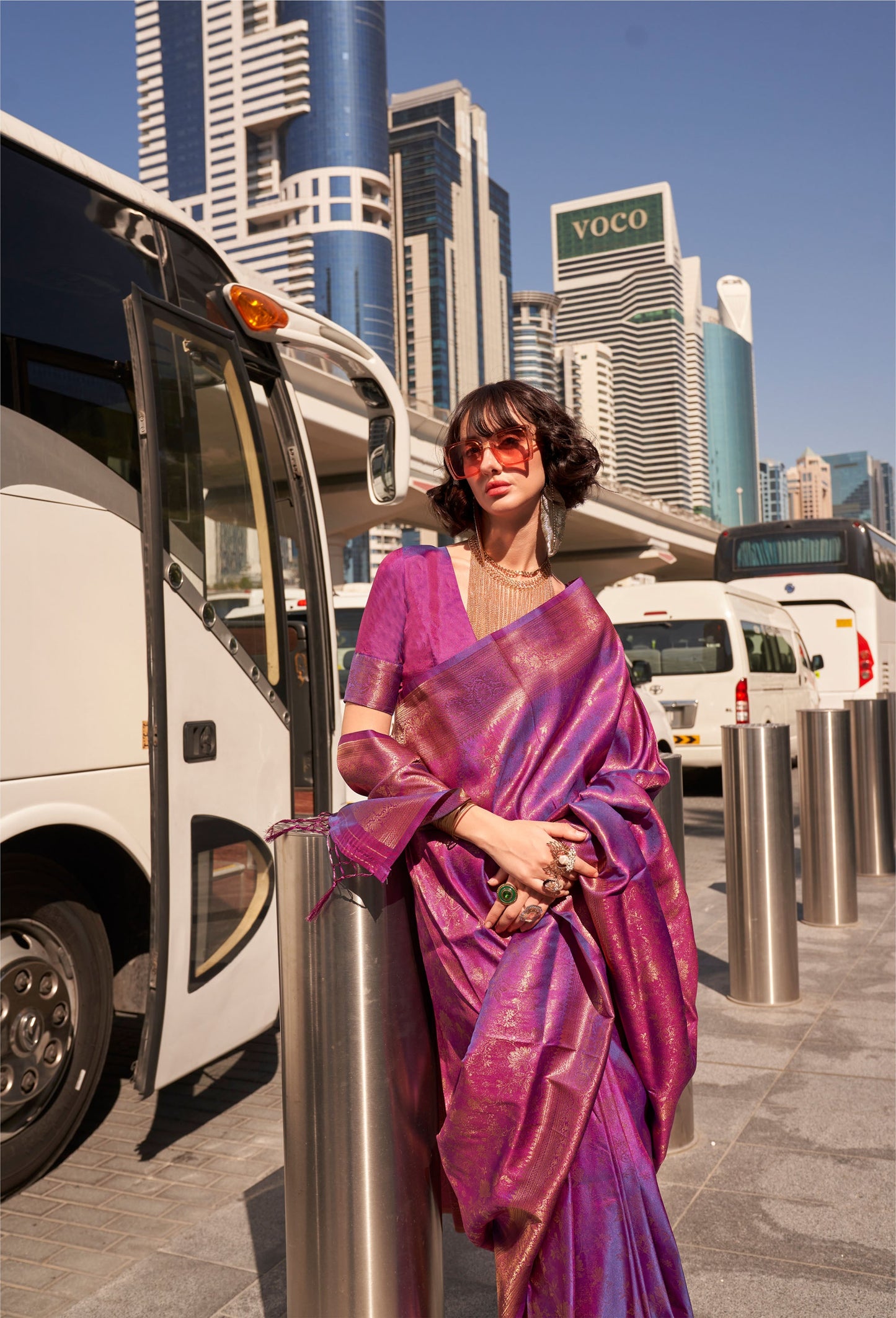 Magenta Kzainaab Handloom Silk Saree