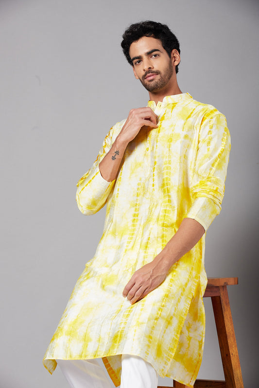 Yellow Raw Silk Bandhani Festive ( only Kurta )