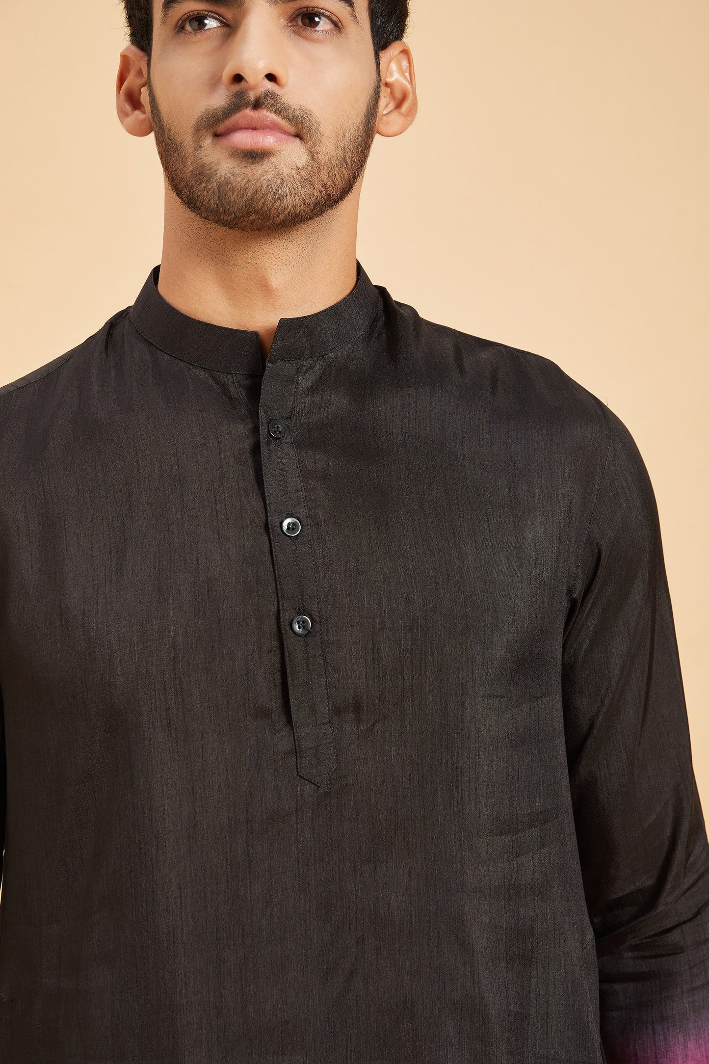 Red & Black Raw Silk Dyeing Festive ( only Kurta )