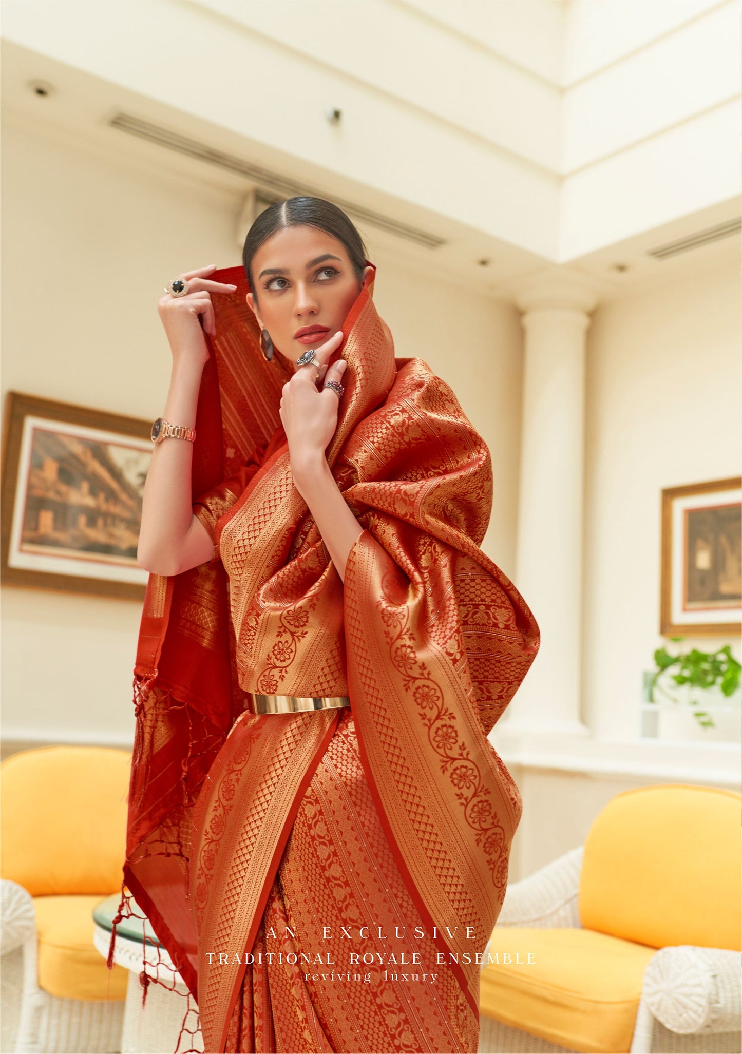 Red Kishika Silk Sequins Saree