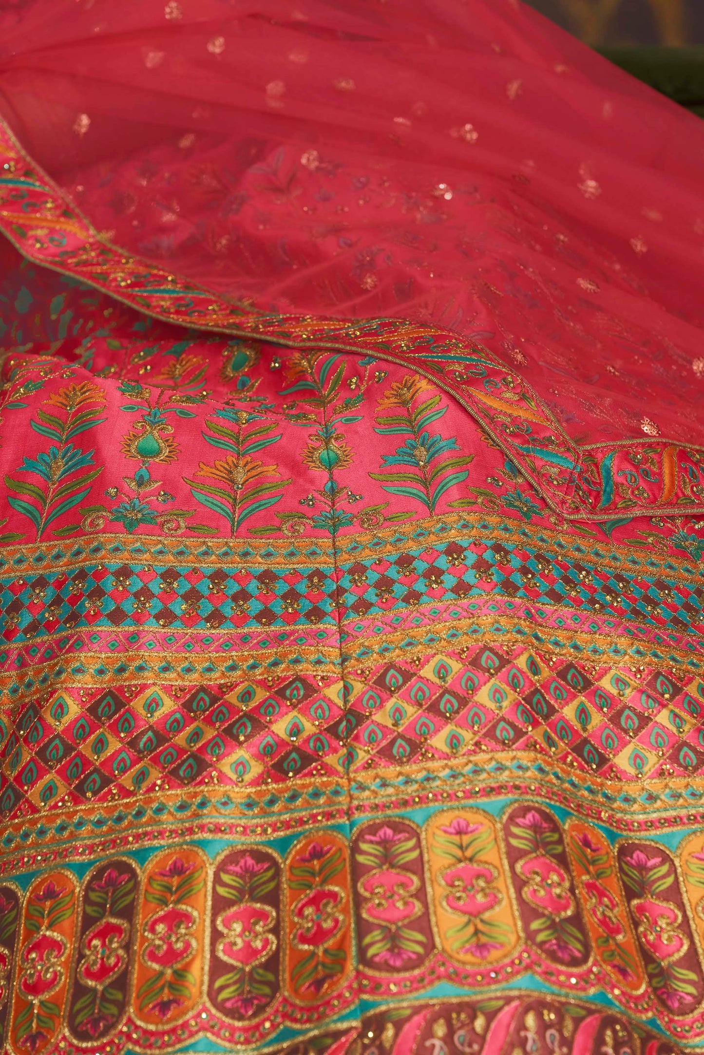 Pink Art Silk Wedding Wear Lehenga