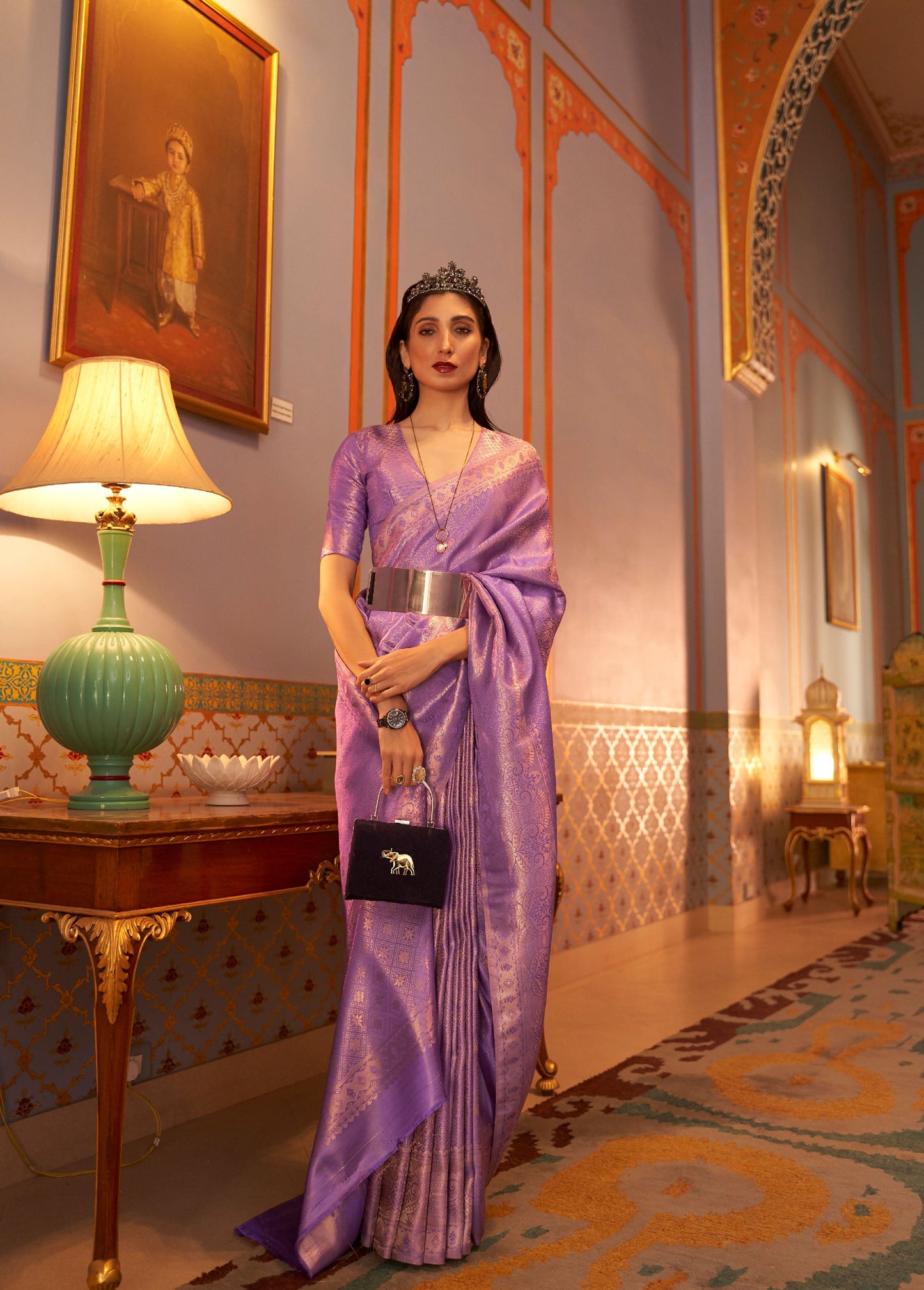 Violet Kanupama Silk Nylon Satin Woven Saree