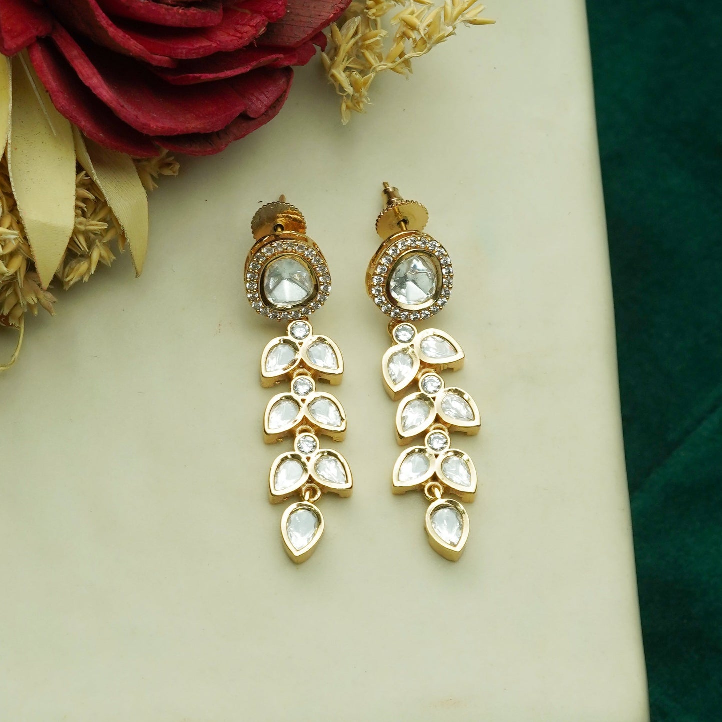 Ivory Charms Kundan Drop Earrings