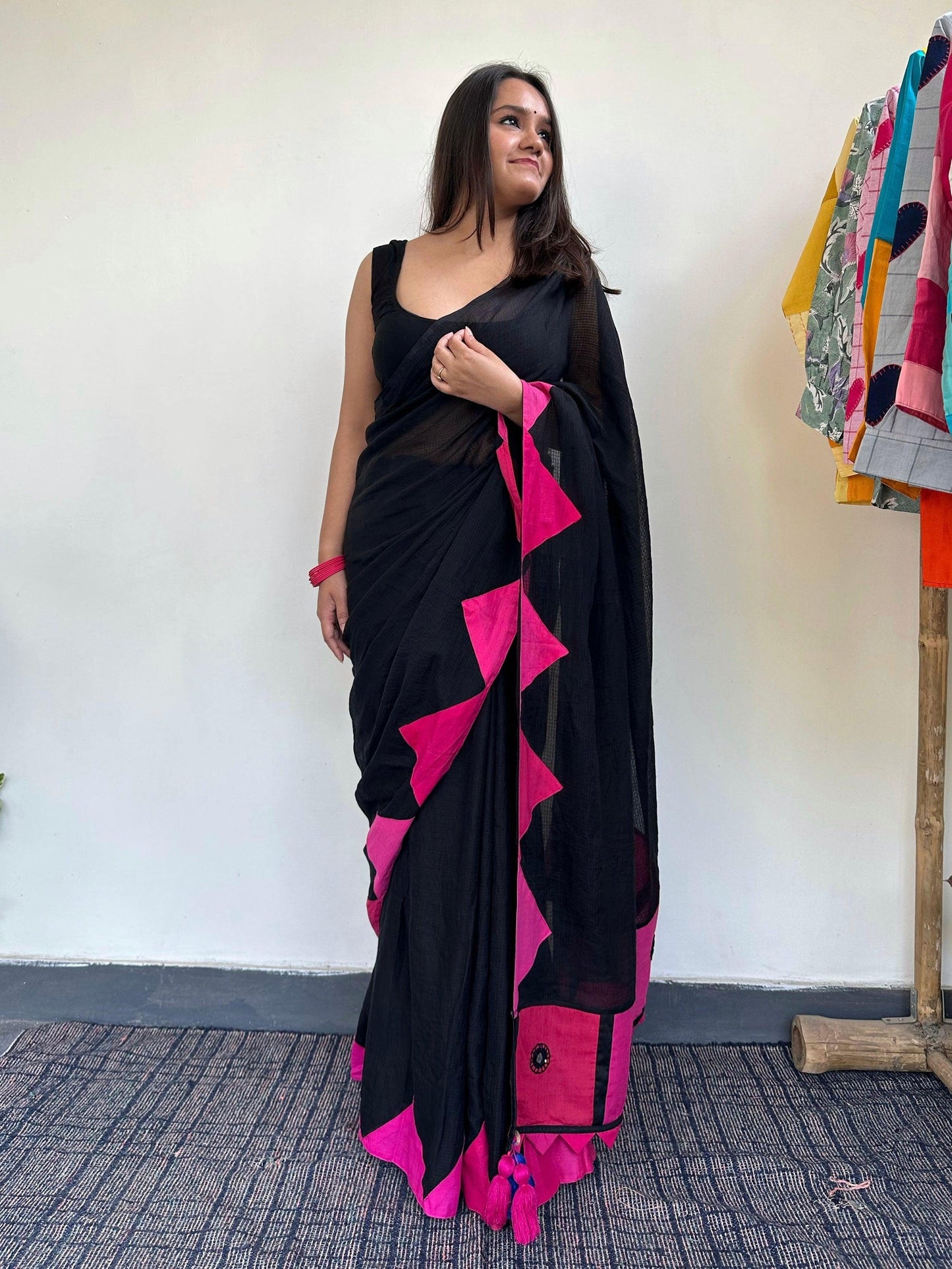 गुलाबो (Gulabo) Kota Cotton Black Saree