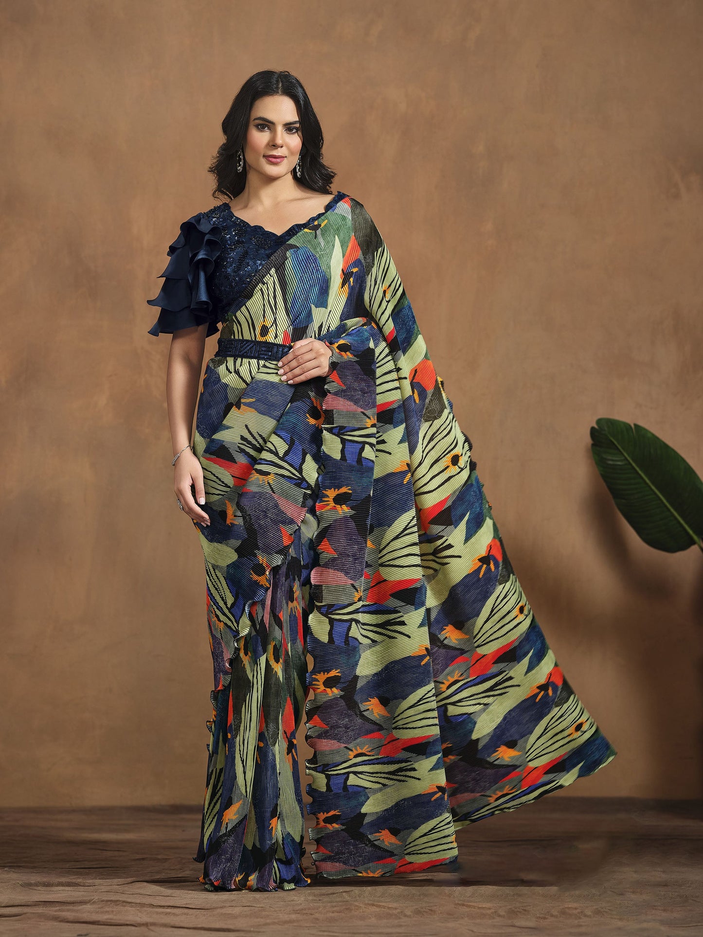 Multi Color Satin Silk Readymade Digital Printed Saree