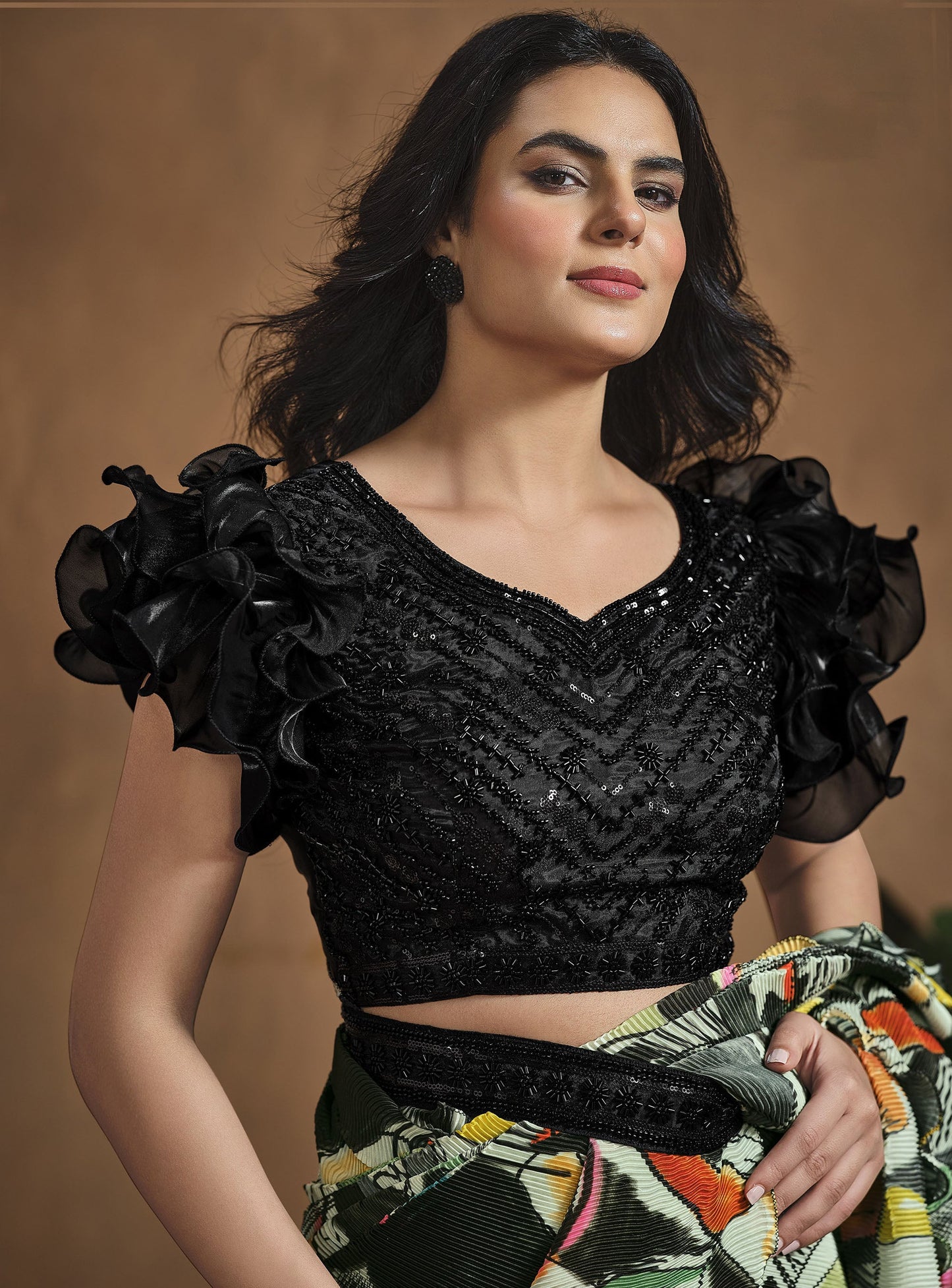 Multi Color Satin Silk Readymade Digital Printed Saree