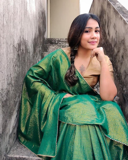 Saira Green Zari Pure Cotton Saree