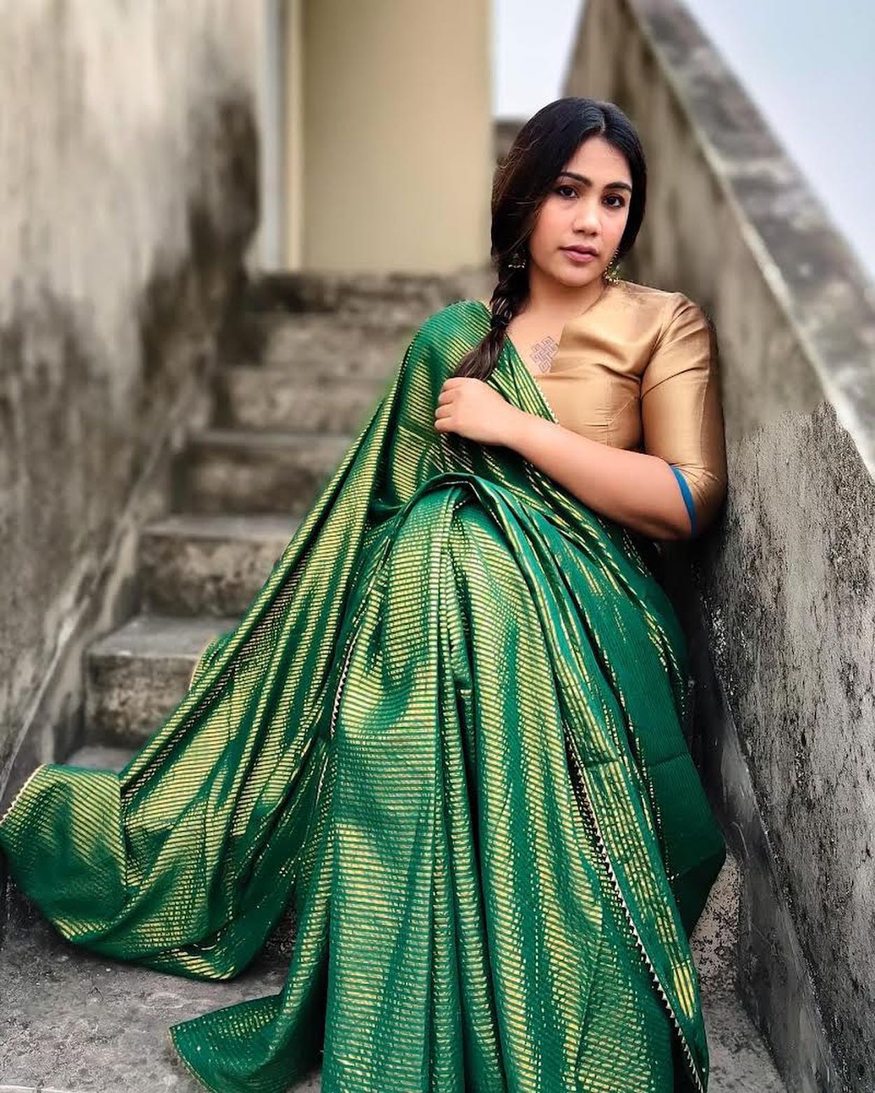 Saira Green Zari Pure Cotton Saree