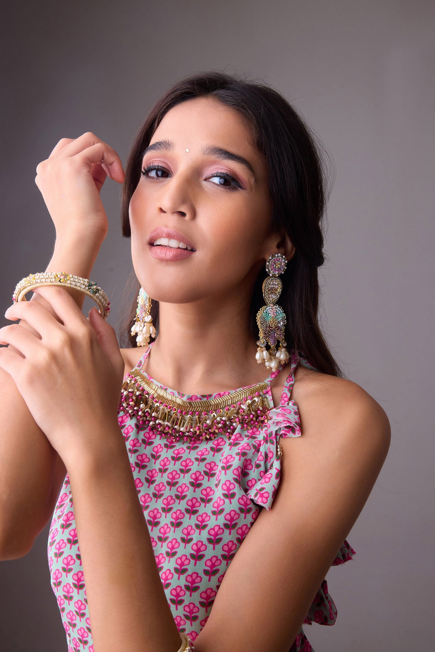 Pista Georgette saree with crepe blouse