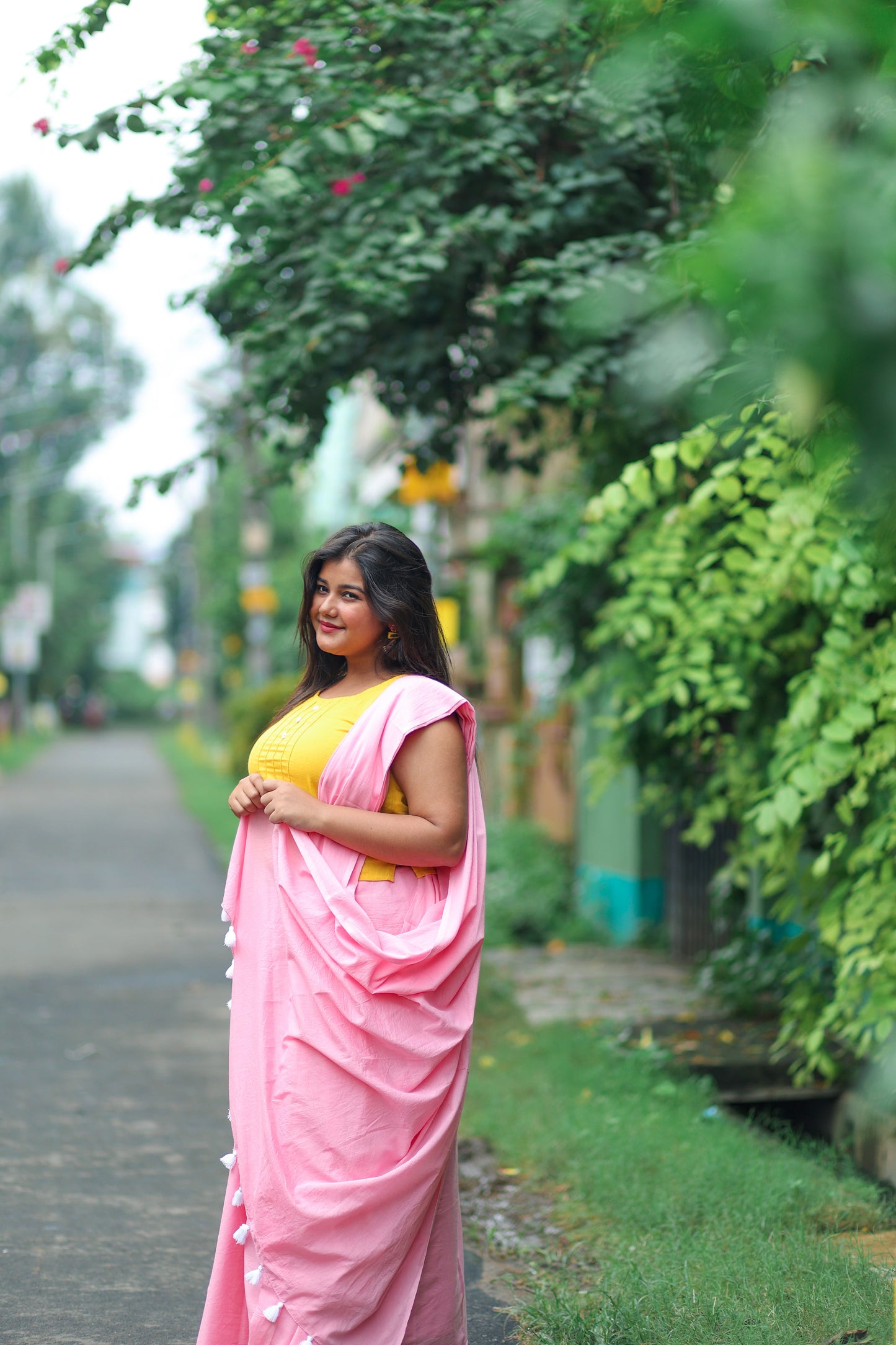 Dusty Pink Natural Dyed Mul mul Cotton Saree