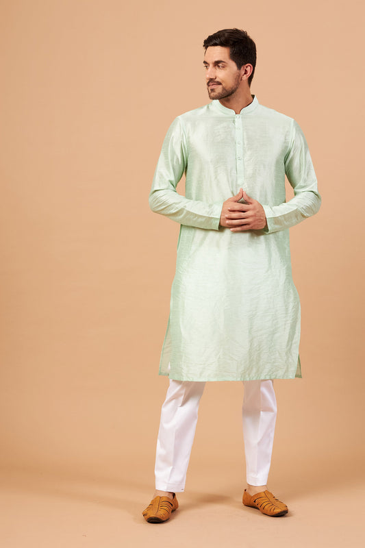 Green Raw Silk Casual ( only Kurta )