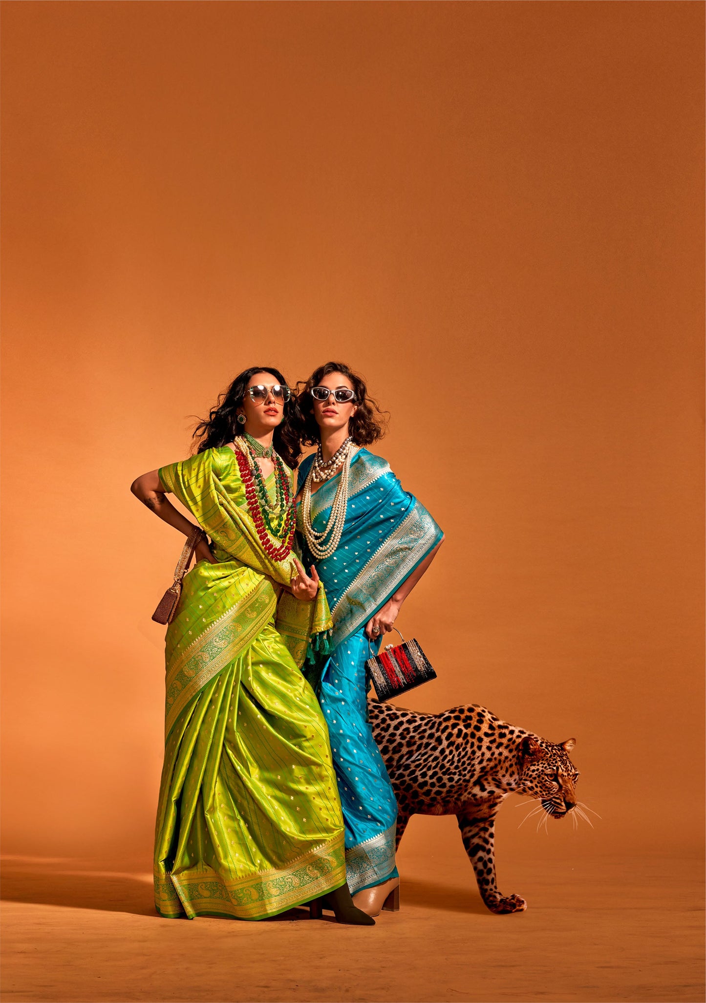 Royal Blue Karnaal Pure Satin Handloom Silk Saree