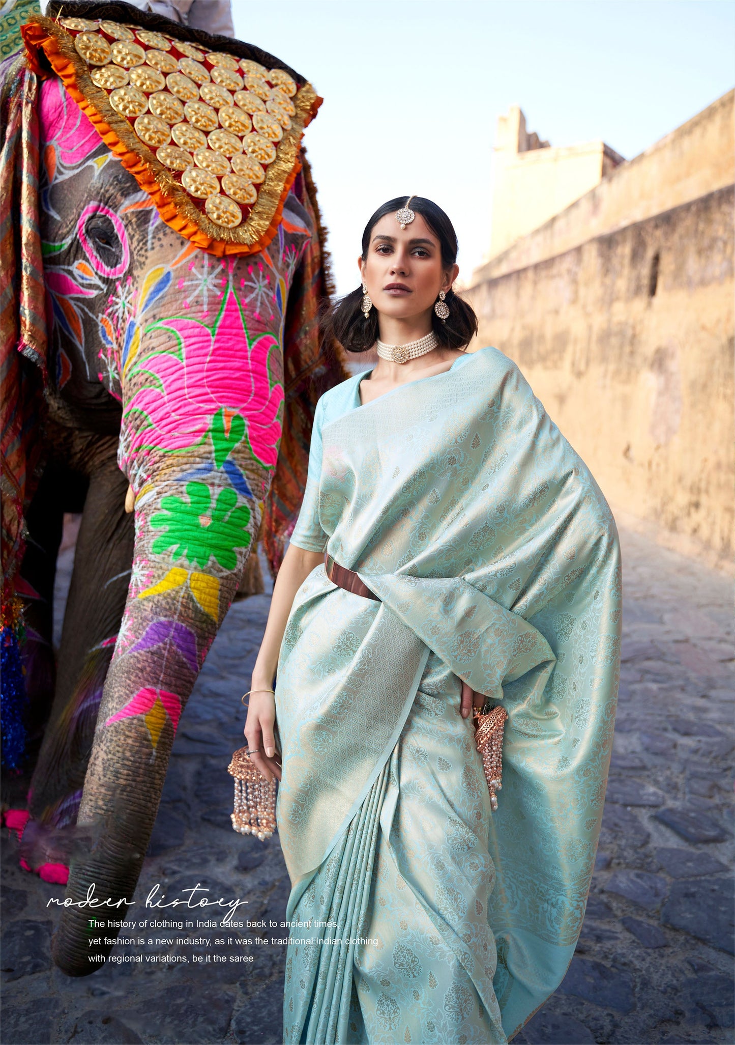 Light blue Kumbhi Silk - Grande  Handloom Saree